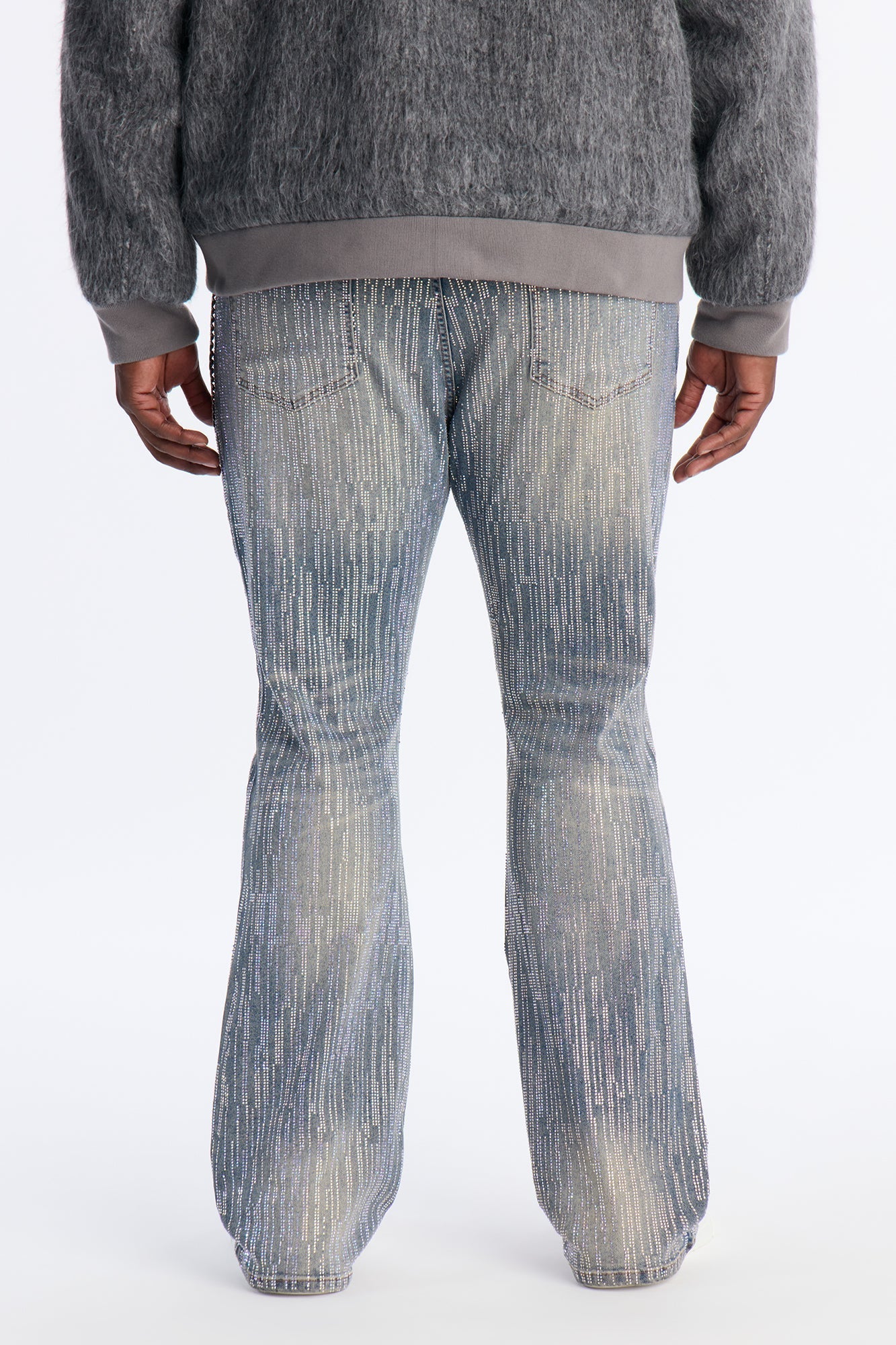Stacked Skinny Flare Prizm Jeweled Jean - Vintage Blue Wash