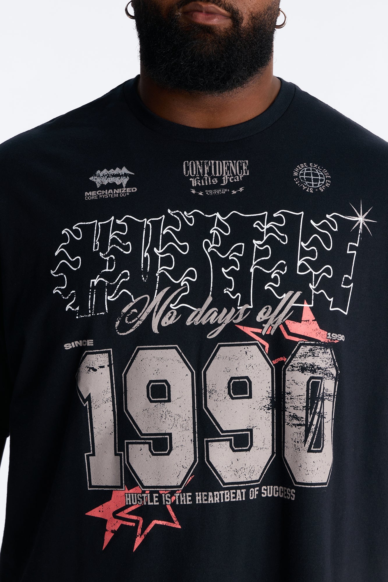 Hustle No Days Off Oversized Short Sleeve Tee - Black