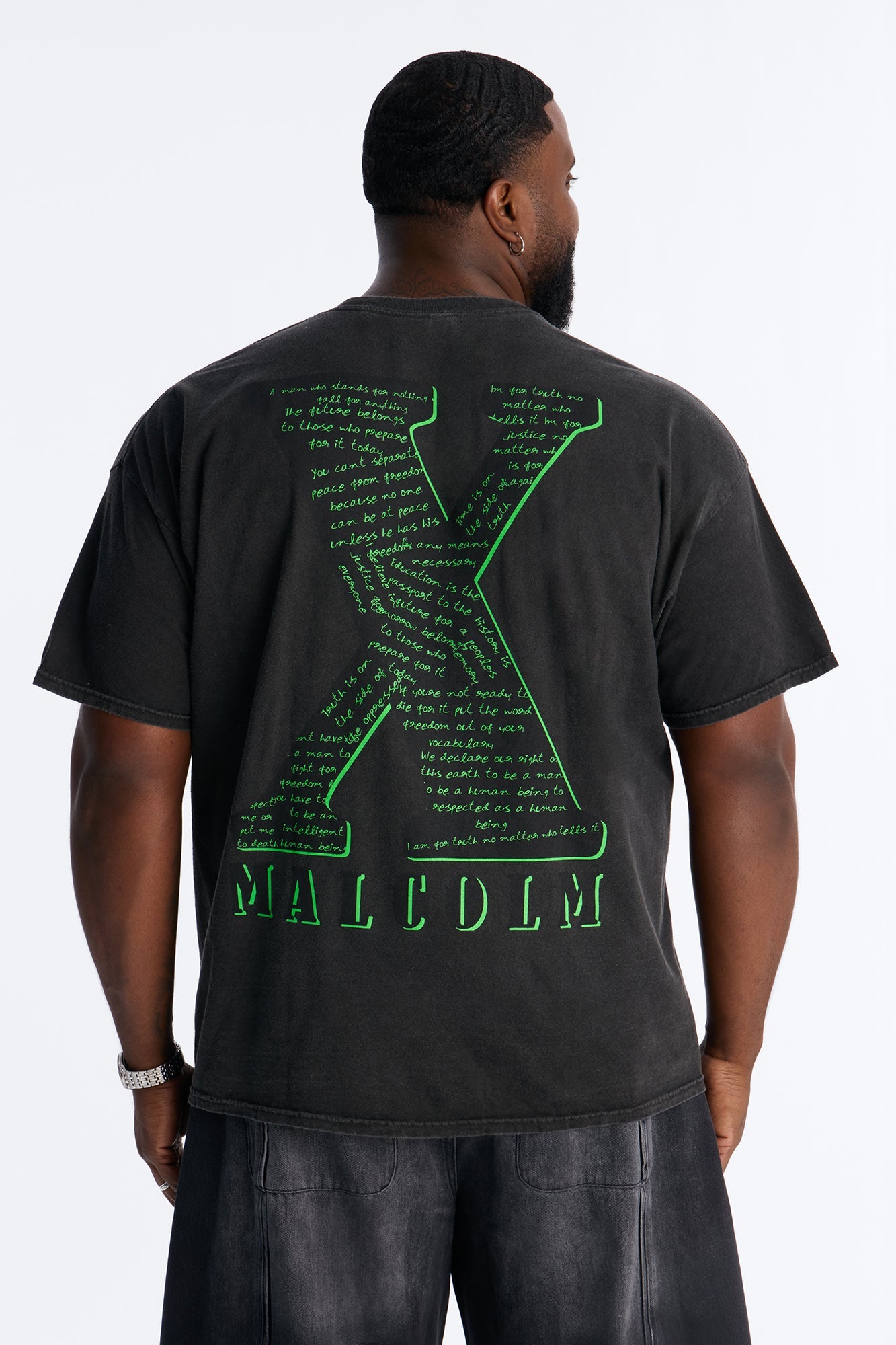 The Voice Of Malcom X Short Sleeve Tee - Black Wash
