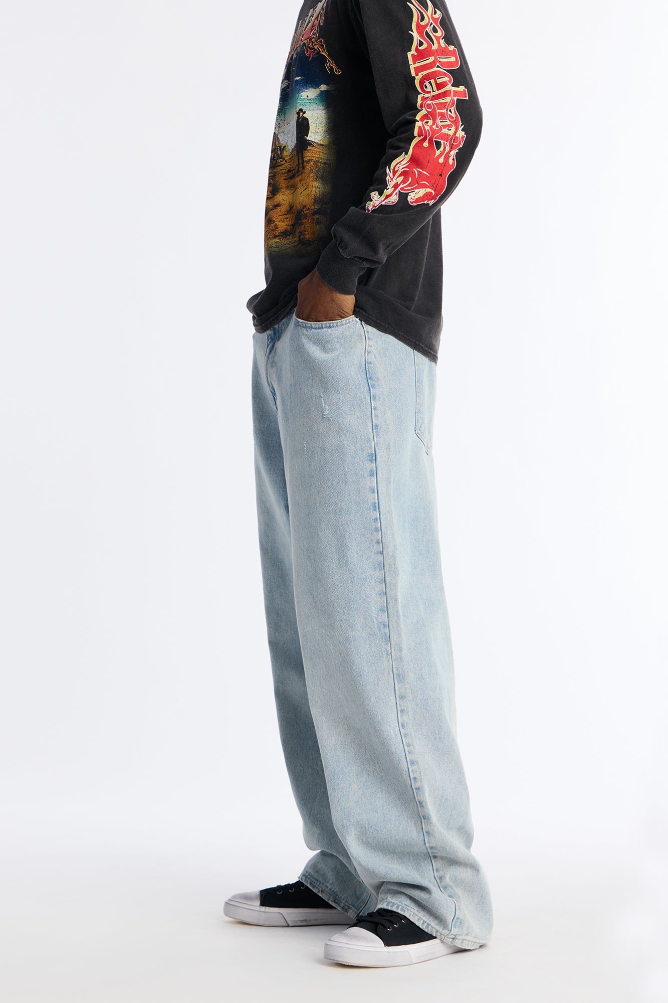 Vintage Treated High Top Lace Up Sneakers - Black
