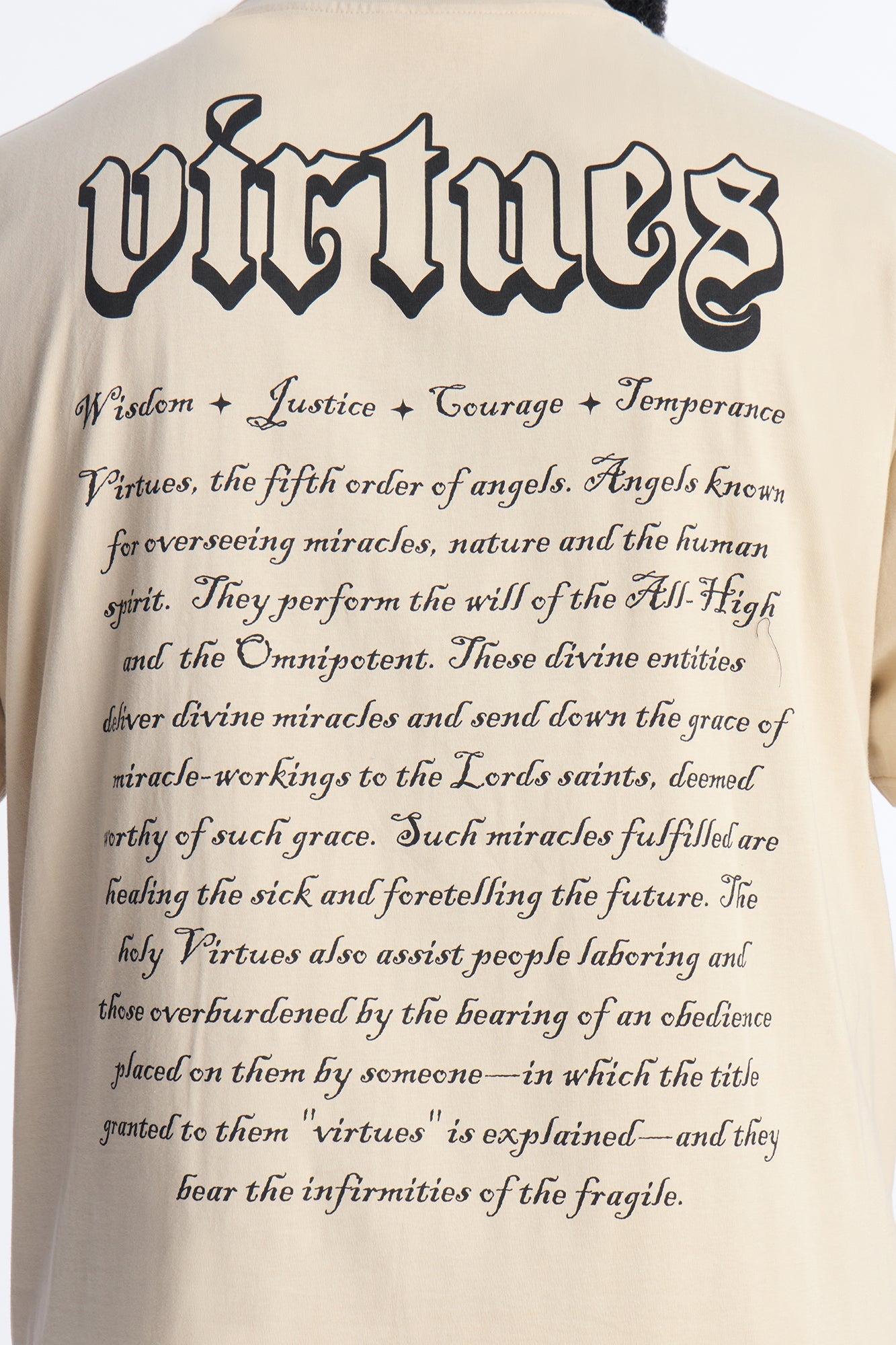 Oversized Affirmational Virtues Short Sleeve Tee - Sand