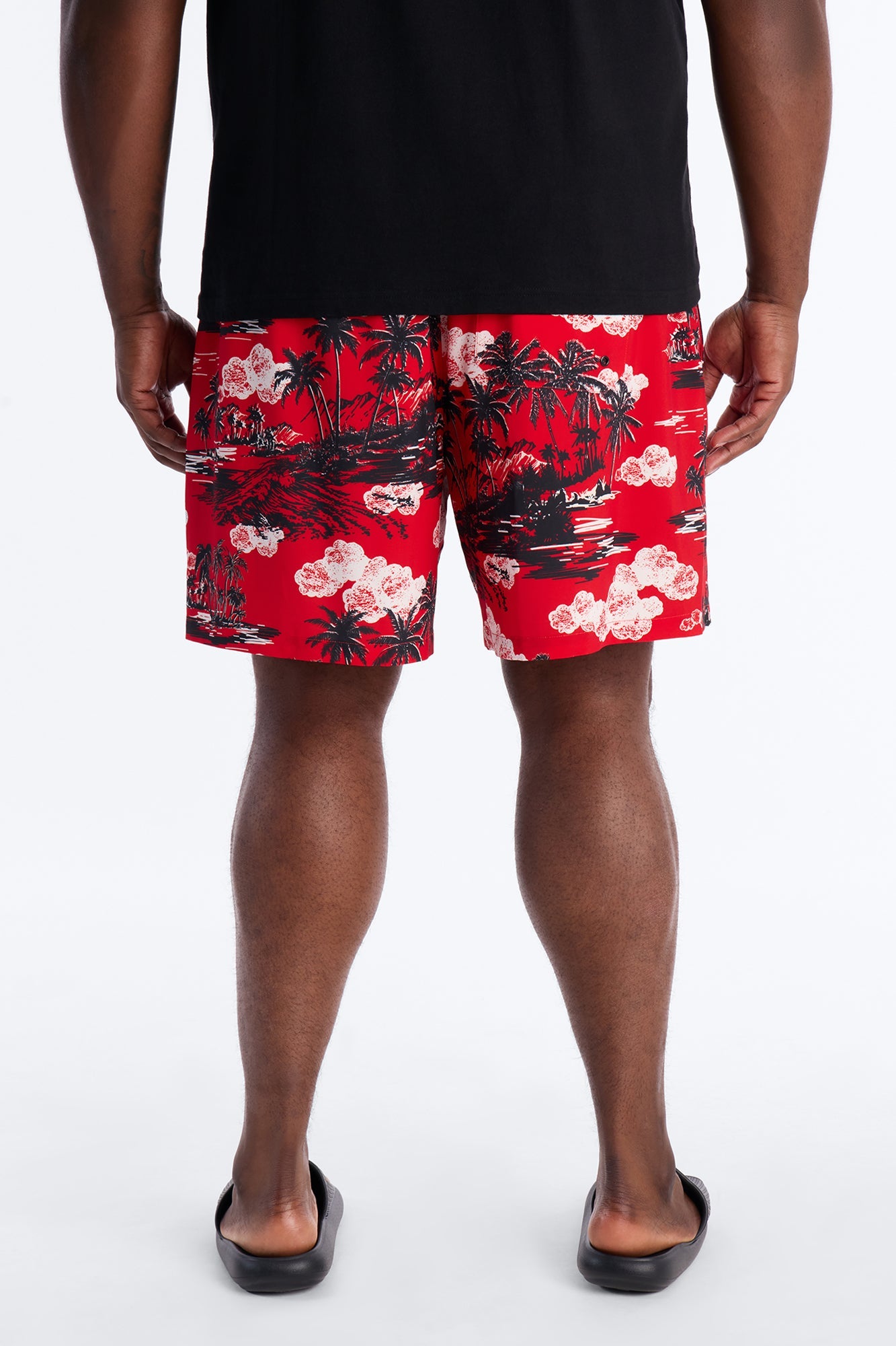 Brushed Tropical Oasis Swim Trunk 7″ - Red