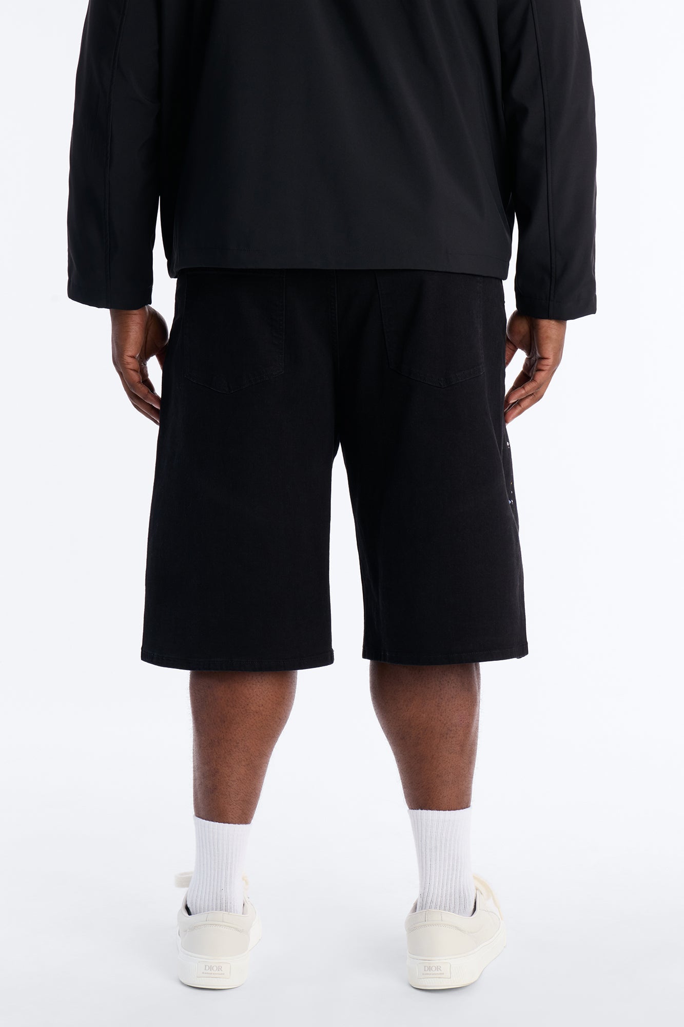 Baggy Drip Bling Denim Short - Black