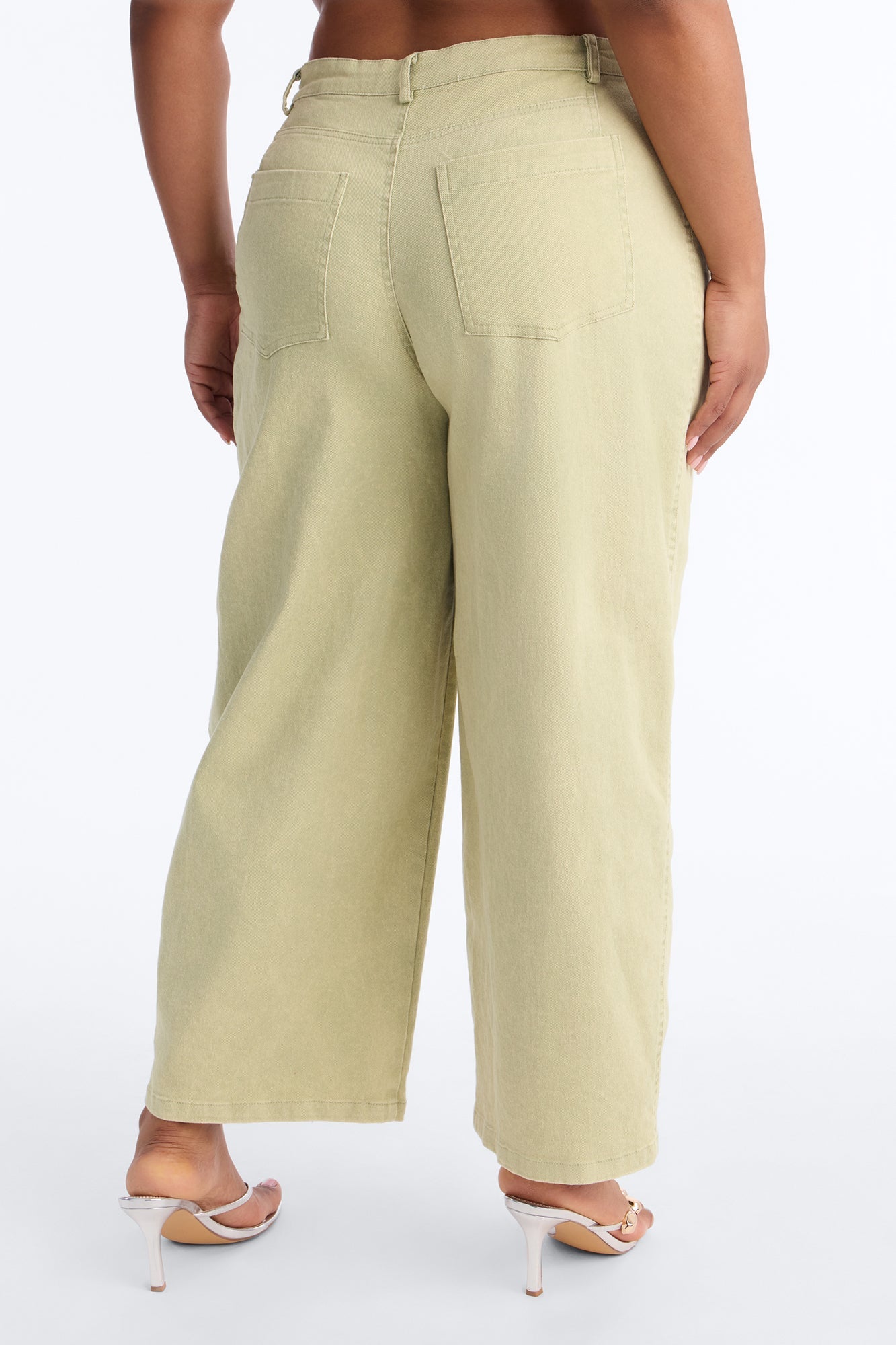 Georgie Washed Twill Barrel Leg Pant 33″ - Green