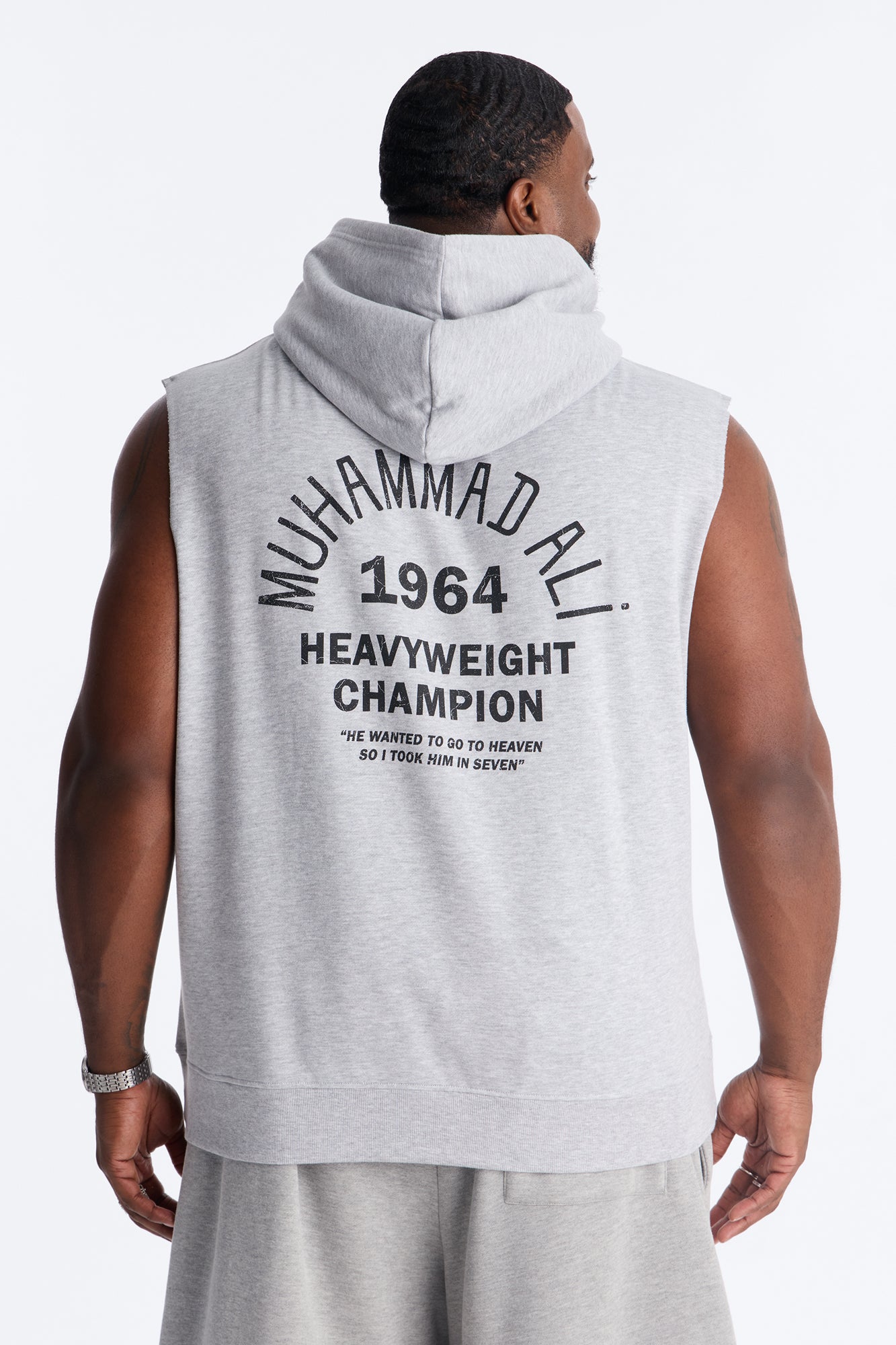 Muhammad Ali Muscle Hoodie - Heather Grey