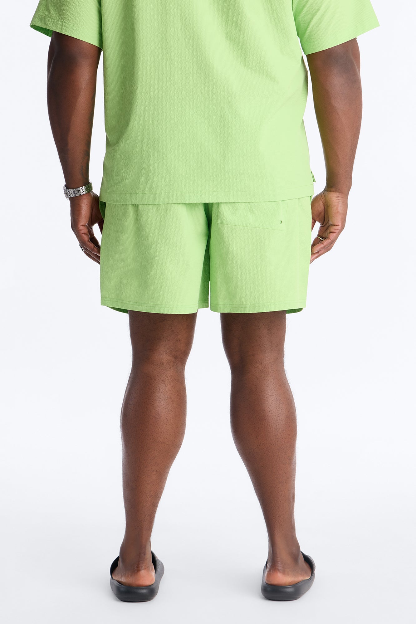Seersucker Swim Trunk 6″ - Lime