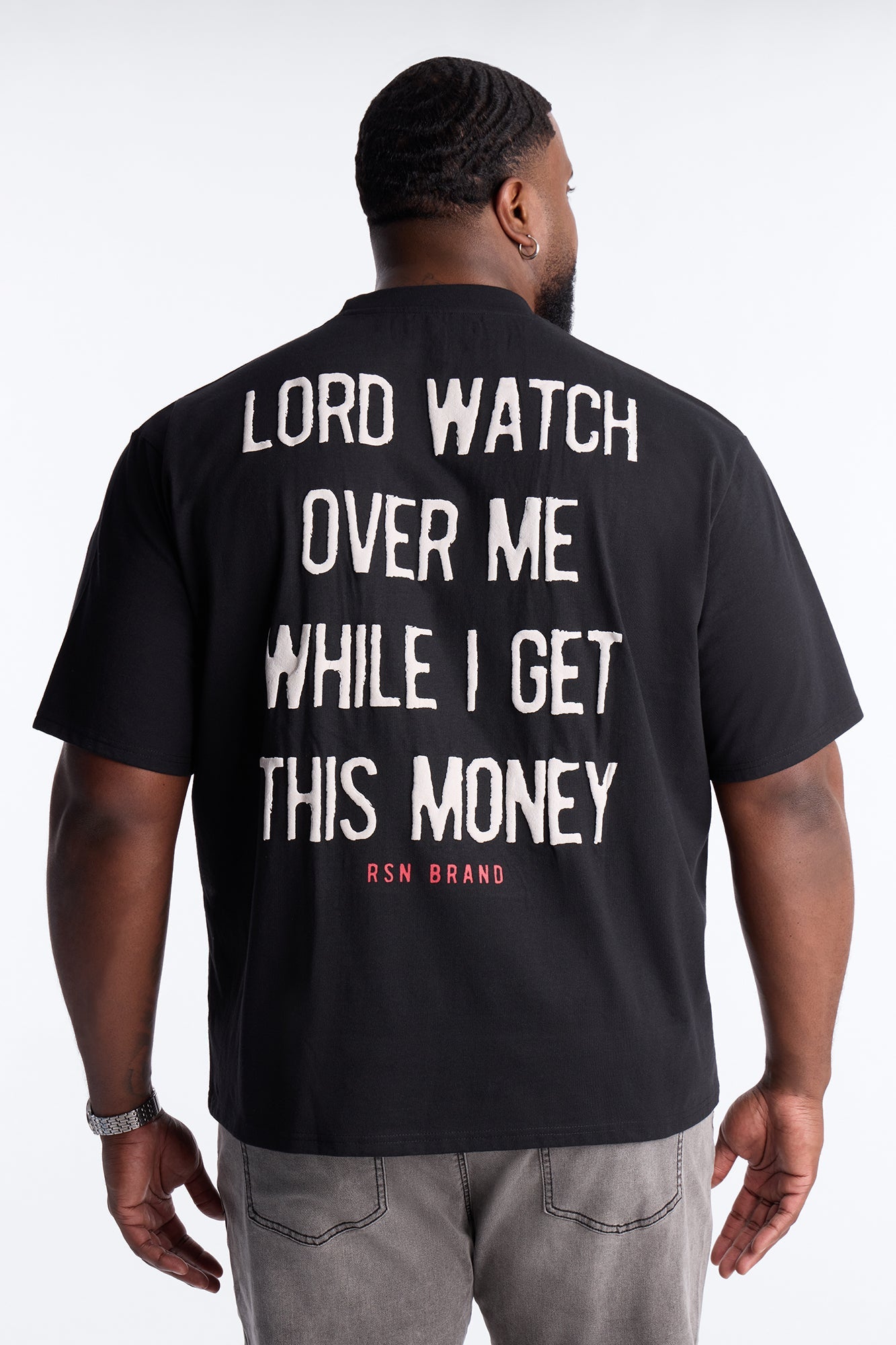 Have Mercy Glitter Print Short Sleeve Tee - Black
