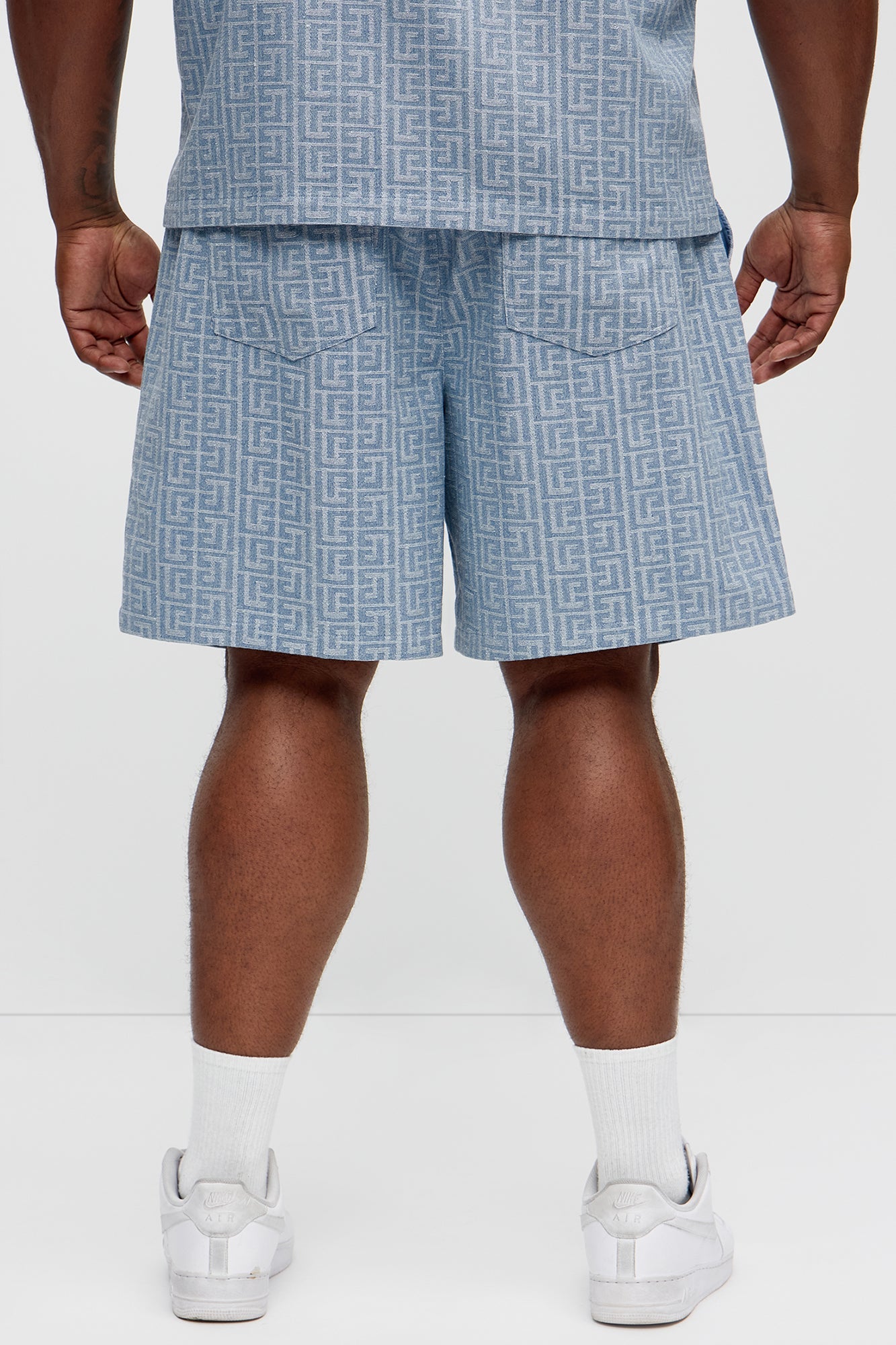 Fallon Jacquard Relaxed Shorts - Blue
