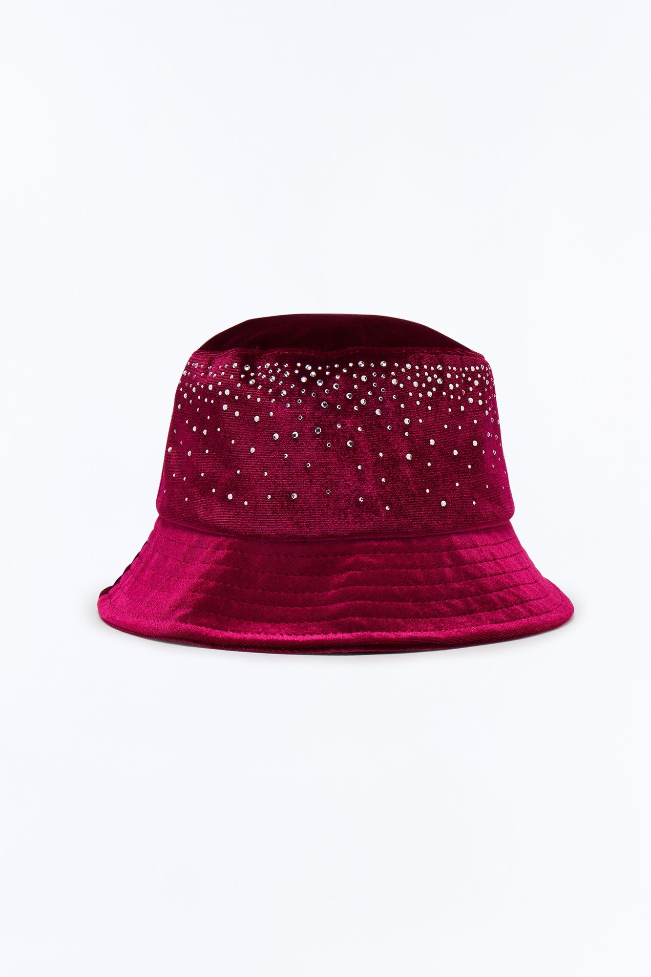 Rhinestone Embellished Bucket Hat - Burgundy