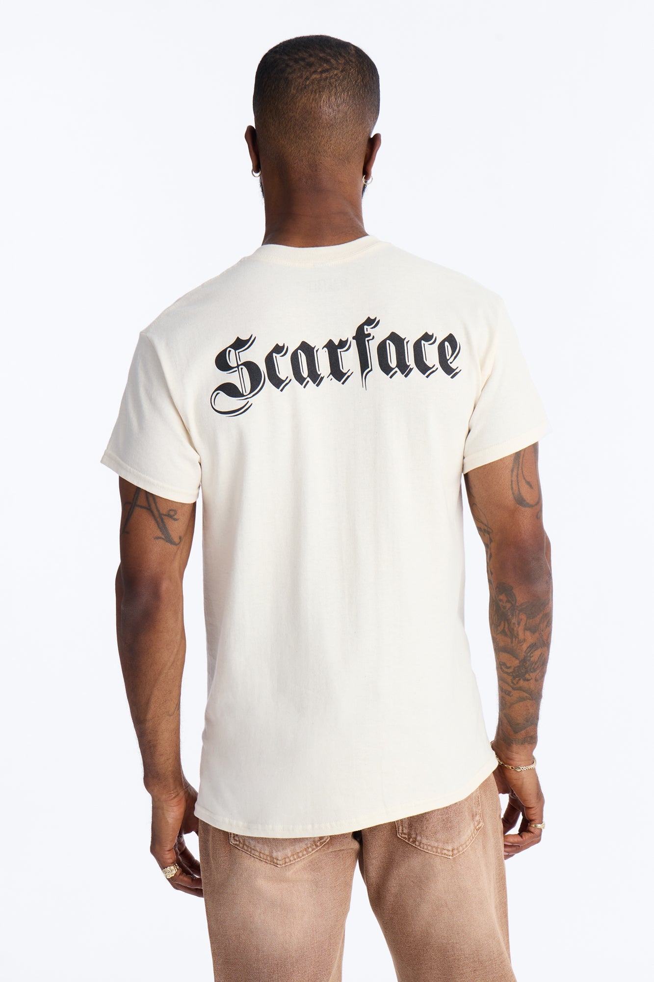 Scarface Embroidery Short Sleeve Tee - Natural