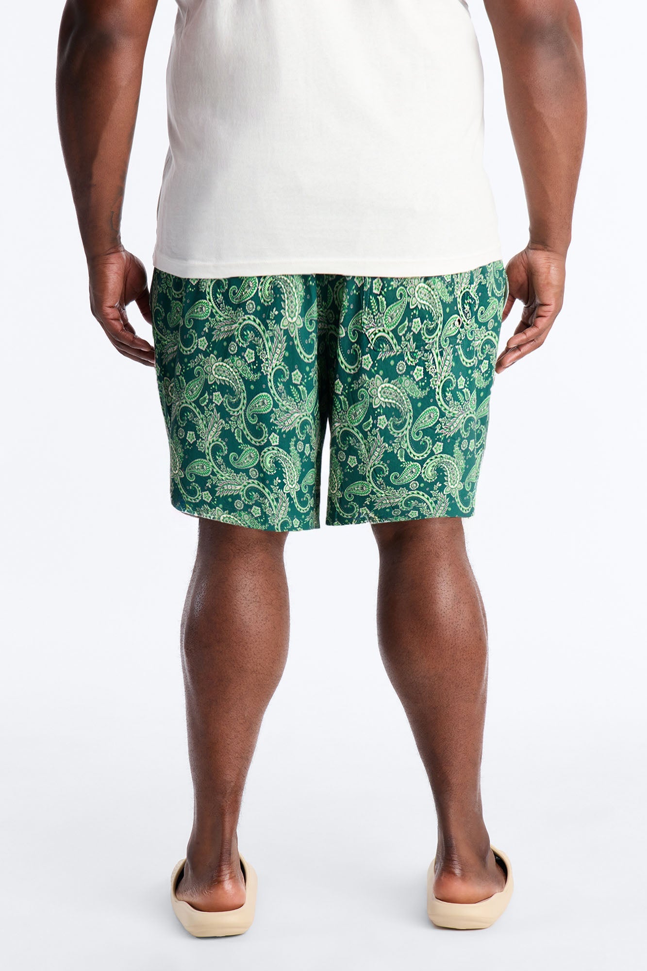 Paisley Elevated Printed Swim Trunk 7″ - Green