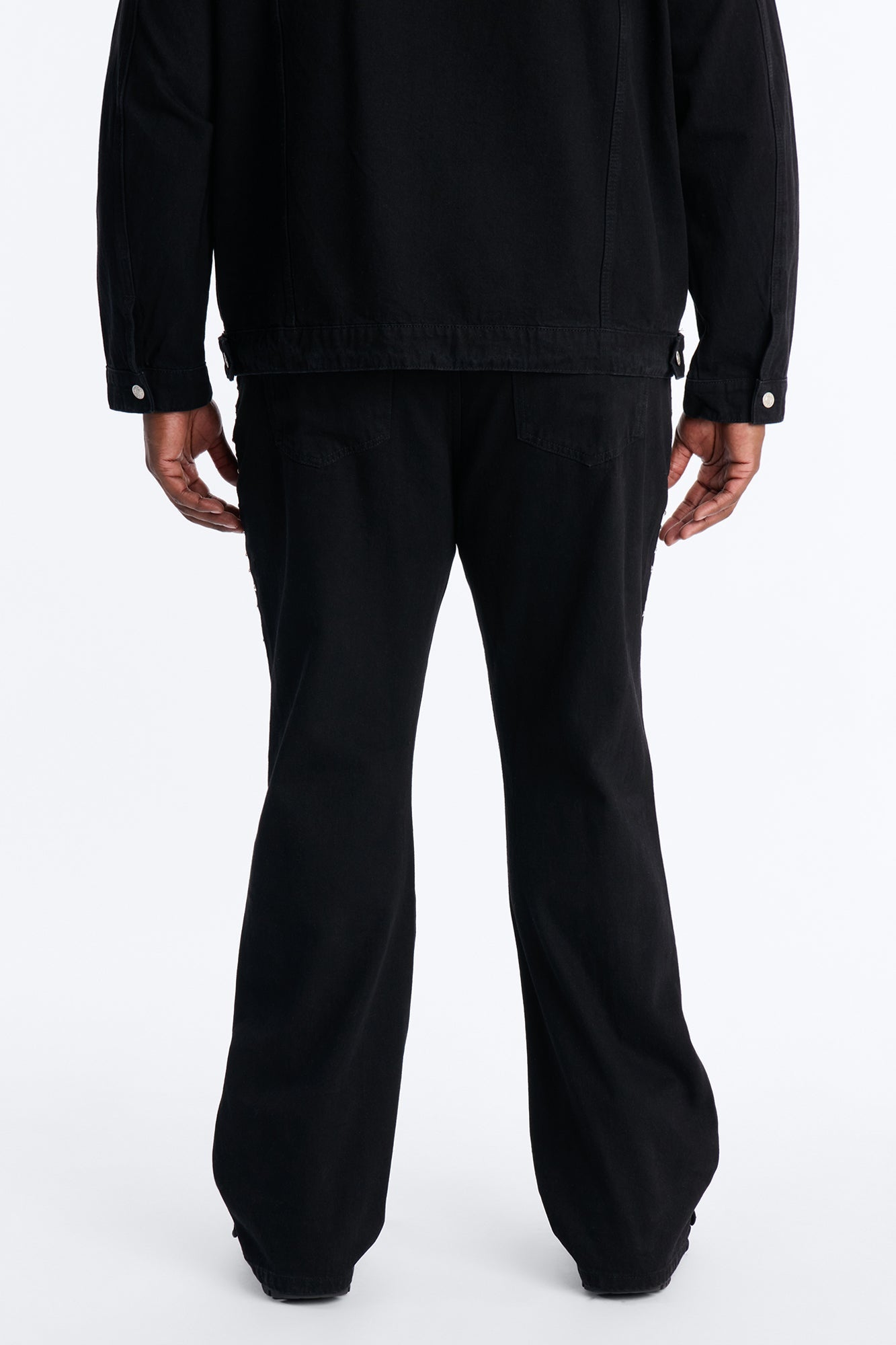 Stacked Slim Flare Iron Outlaw Slit Jean - Black