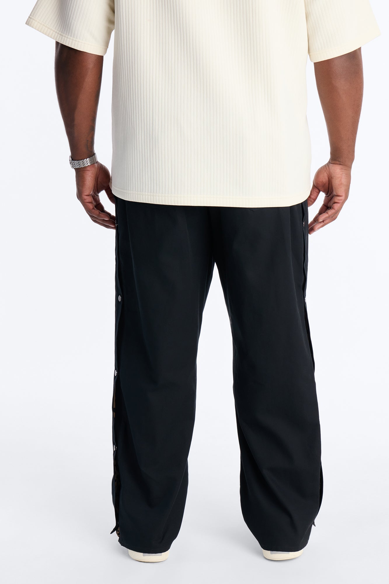 Straight Print Hint Studded Pant - Black