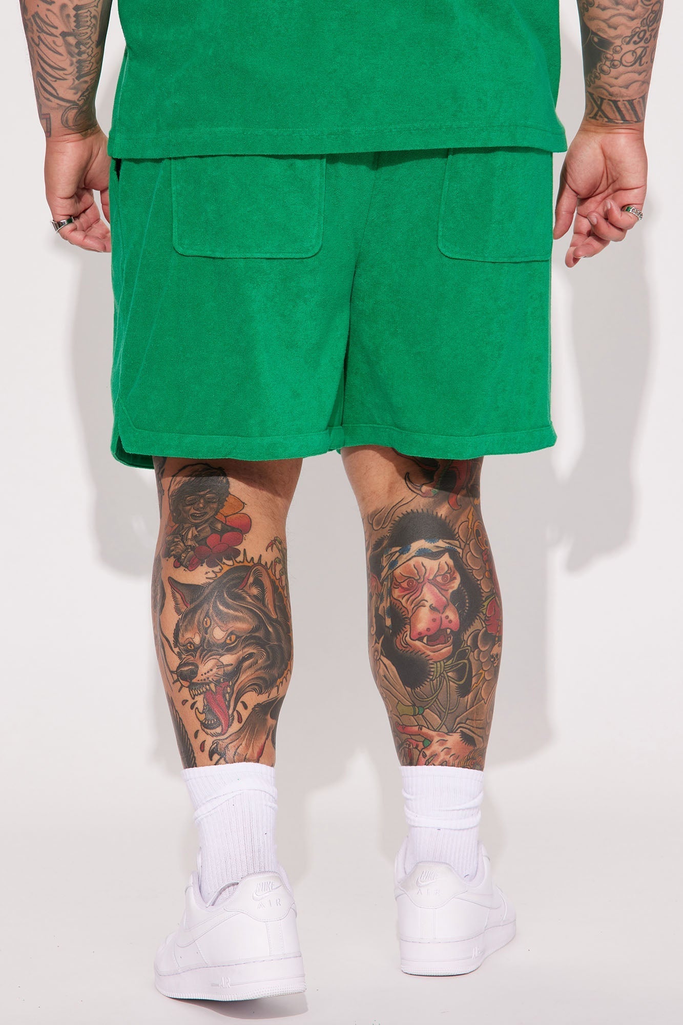 Dipped Terry Knit Shorts - Green
