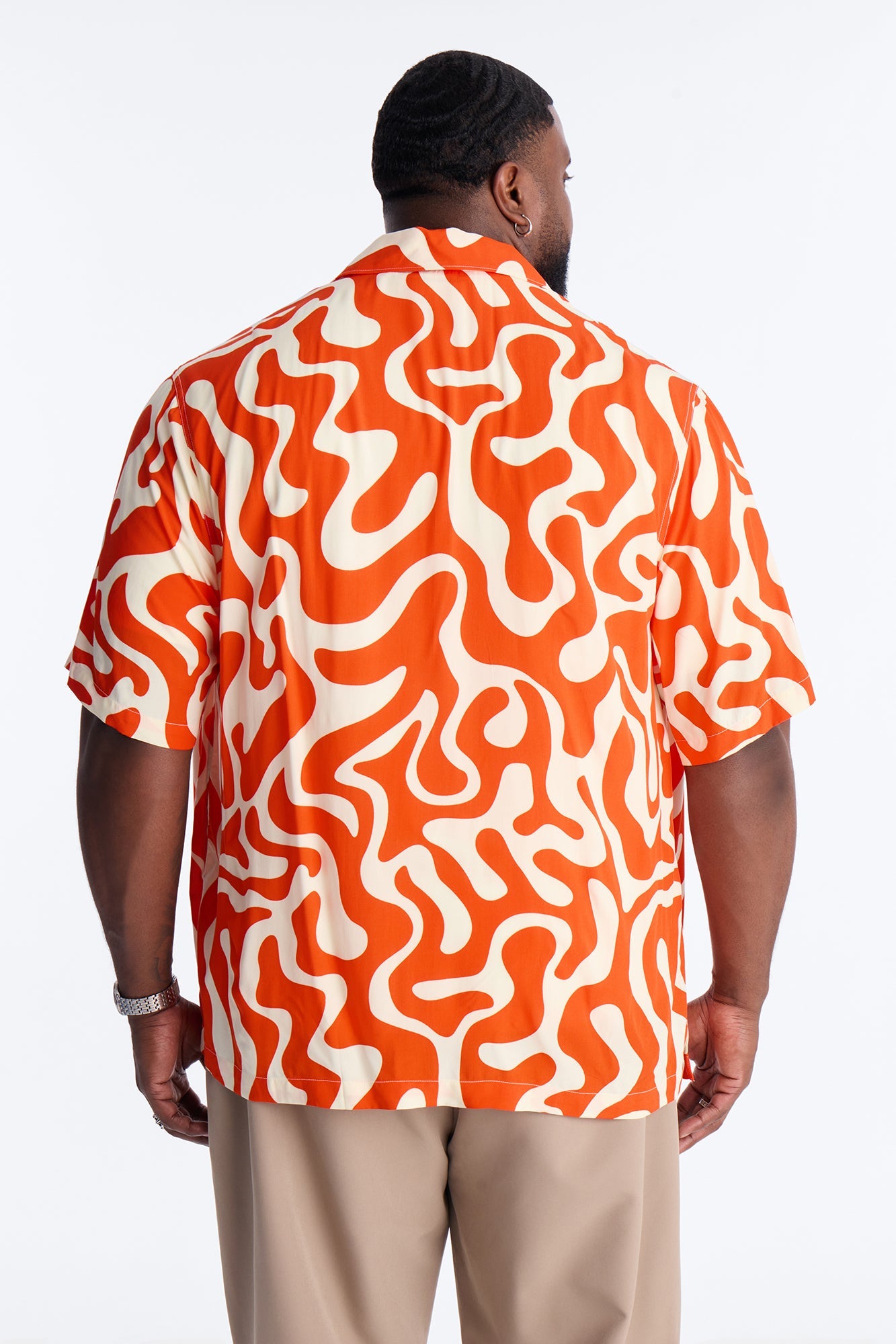 Bold Metric Cuban Shirt - Orange