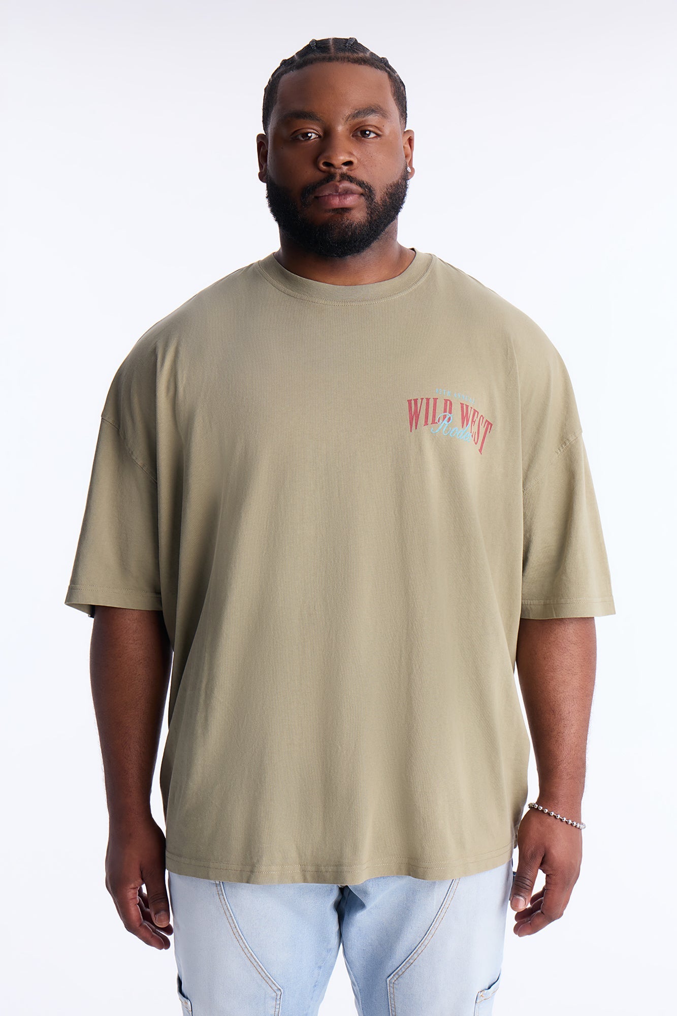 Wild West Rodeo Oversized Short Sleeve Tee - Olive