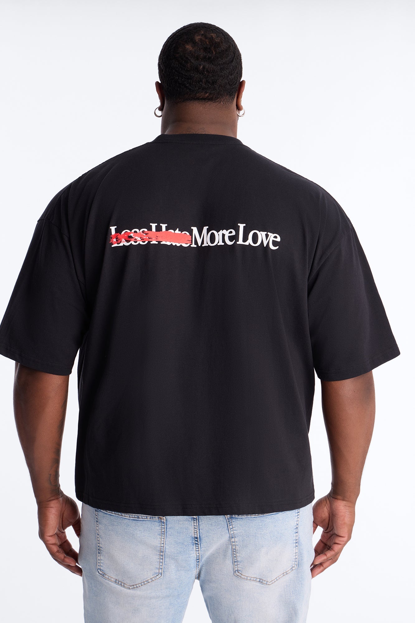 Less Hate More Love Boxy Short Sleeve Tee - Black