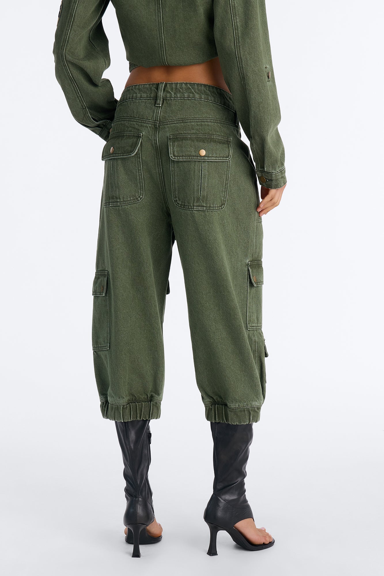 First Ranker Capri Cargo Jogger Jeans - Olive NEWFASHIONEDGE