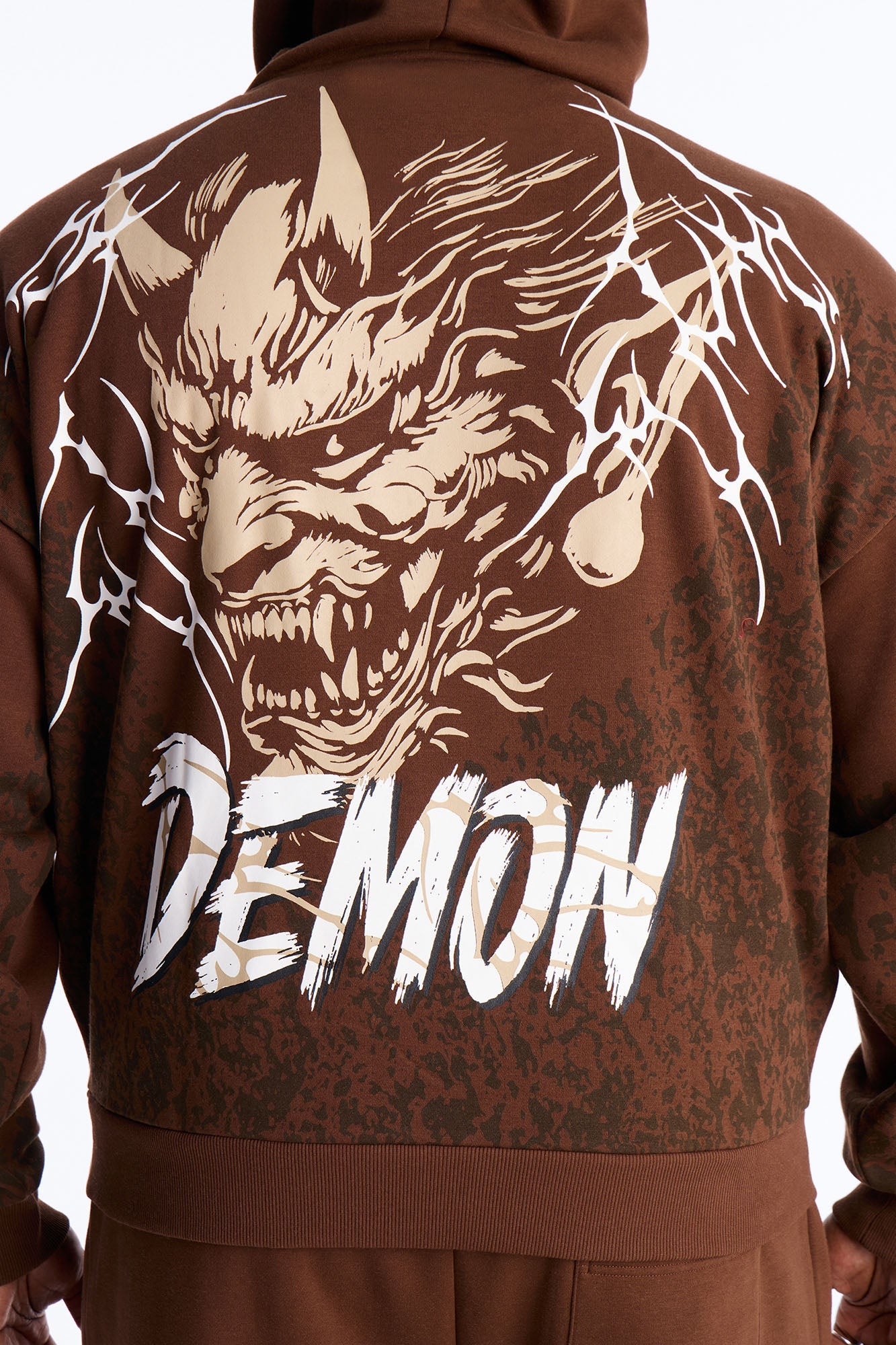 Dodge Demon Oni Mask Oversized Hoodie - Brown