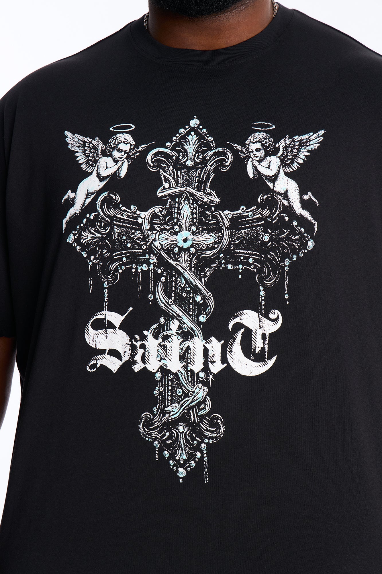 Saints Protect Me Oversized Short Sleeve Tee - Black