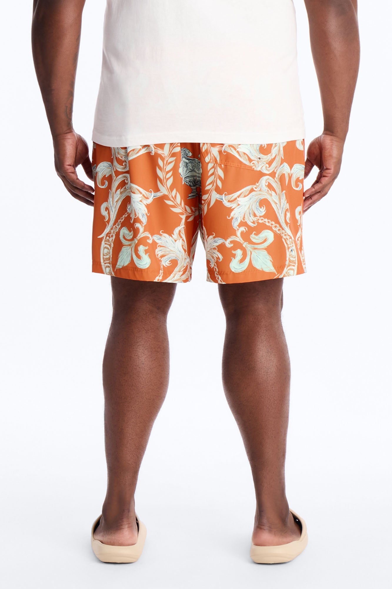 Interlinked Chain Baroque Swim Trunk 7″ - Orange