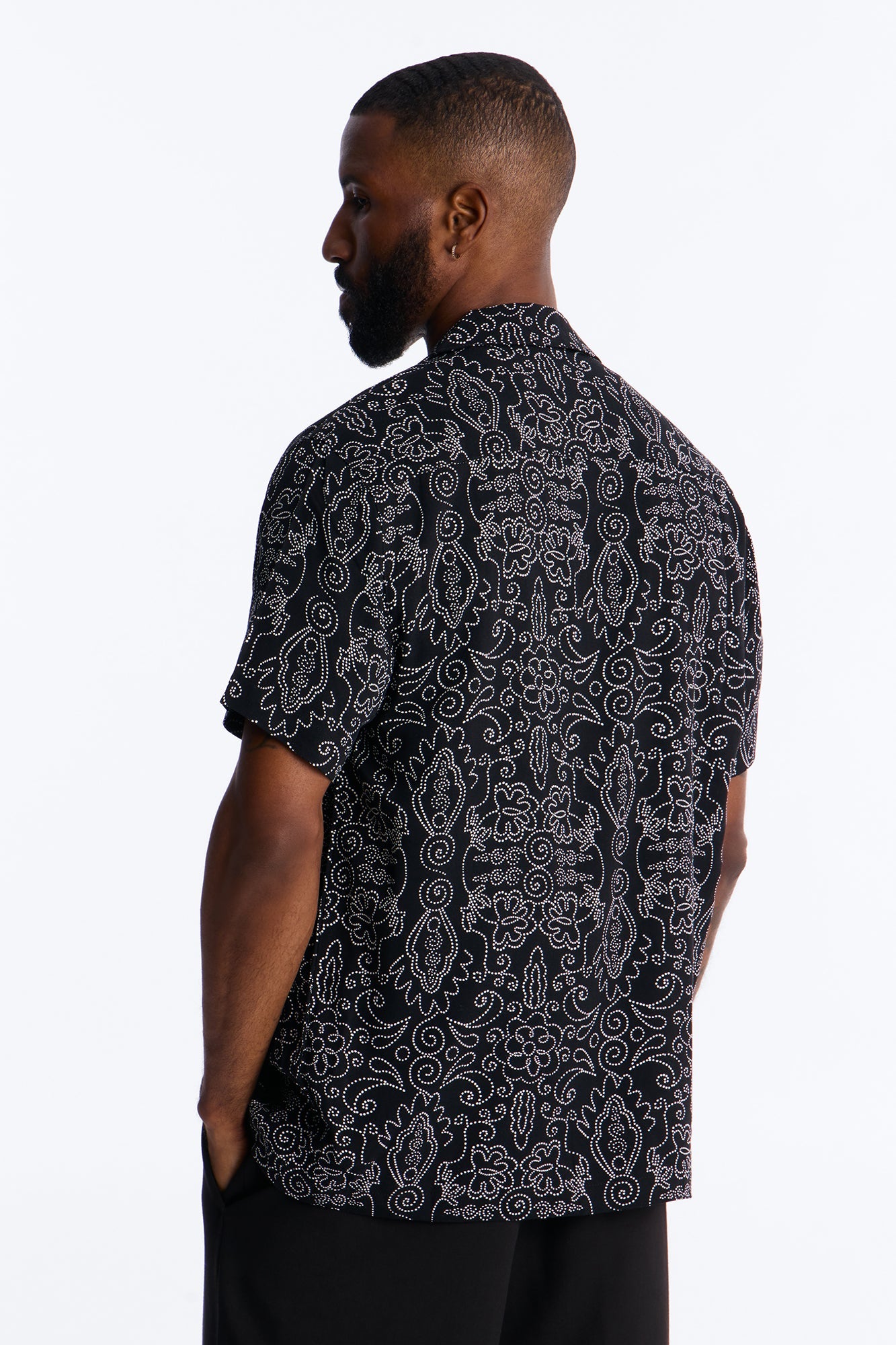 Azure Cuban Collar Button Up Shirt - Black