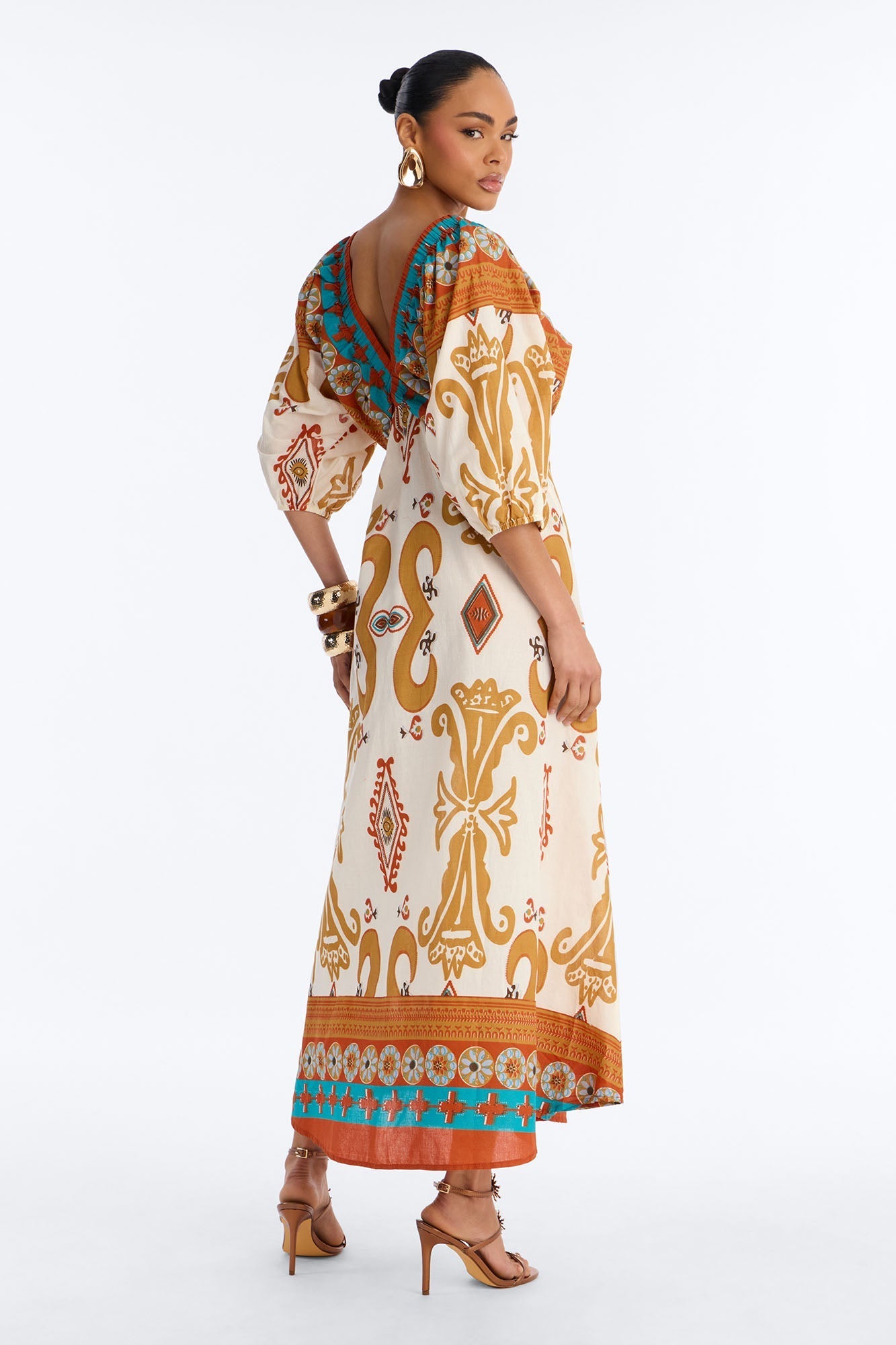 Kayla Printed Maxi Dress - Ivory/combo NEWFASHIONEDGE