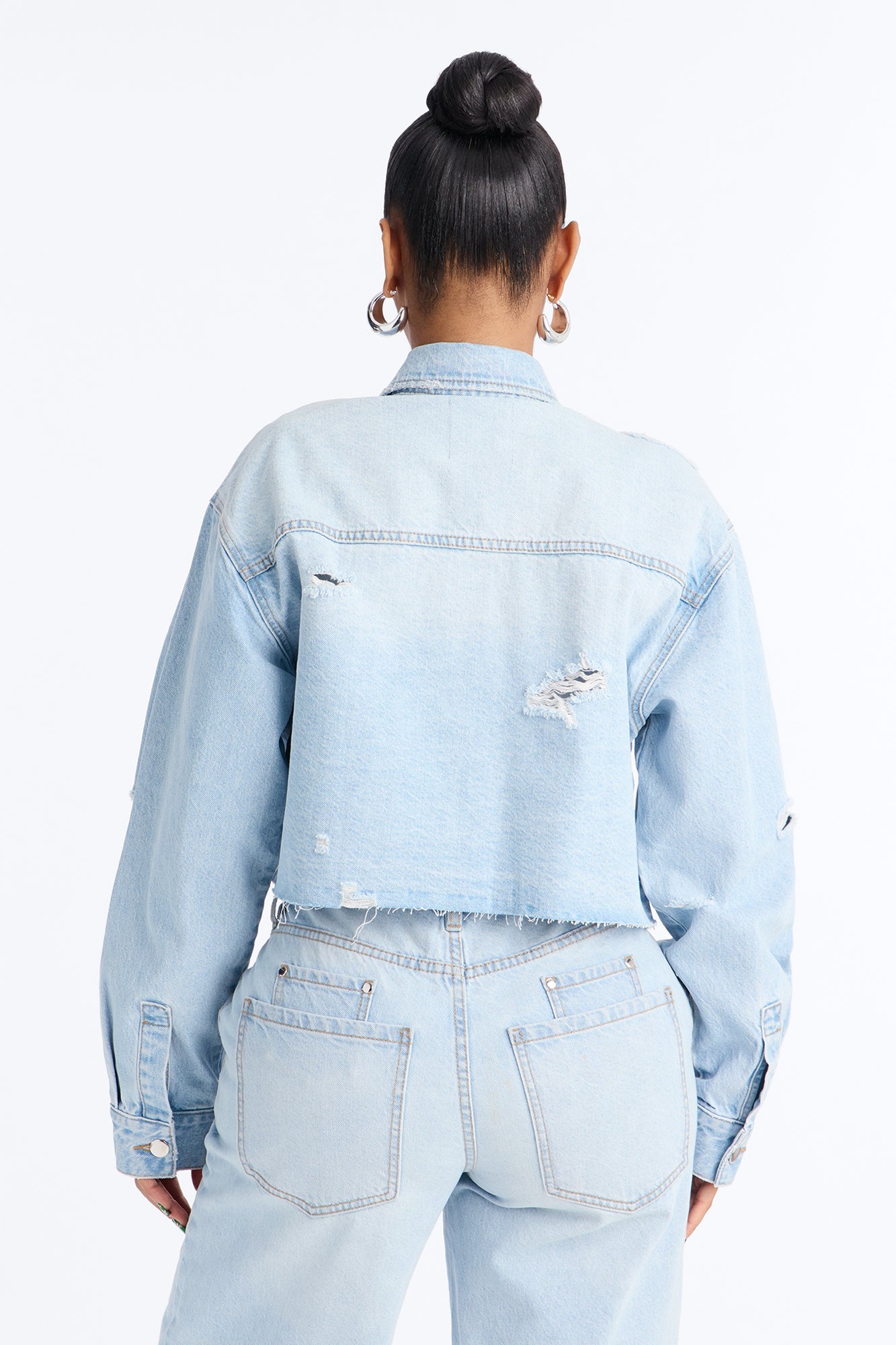 Clean Break Double Pocket Denim Shacket - Light Wash Fashion Nova