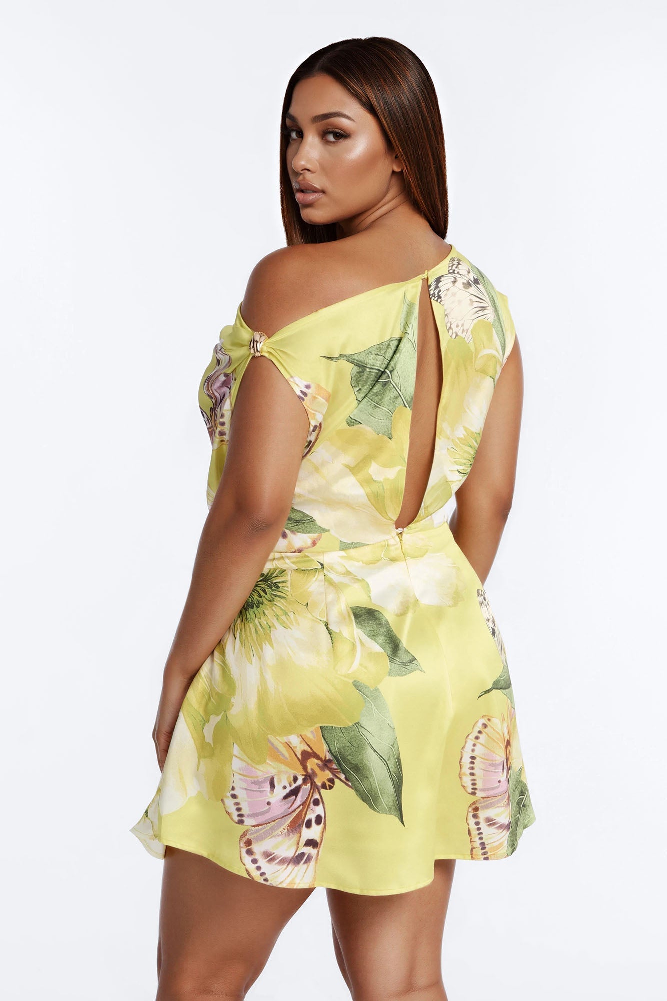 Priscilla Floral Off Shoulder Romper - Yellow Fashion Nova