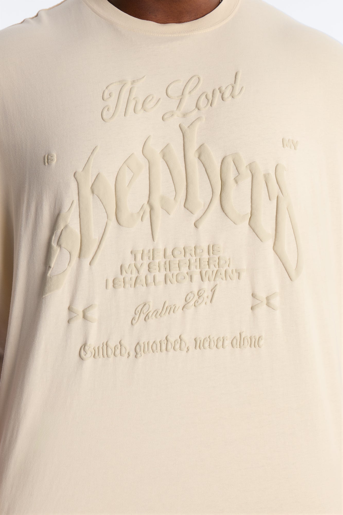 Psalms 23 Puff Print Oversized Short Sleeve Tee - Cream