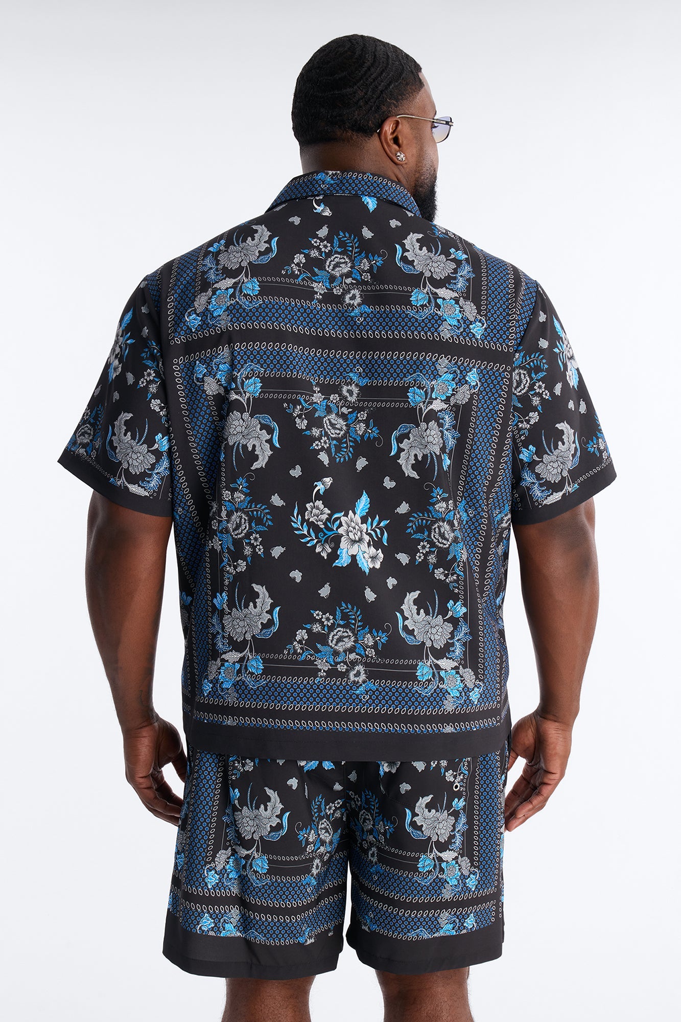 Relaxed Mirage Bloom Cuban Collar Button Shirt - Black