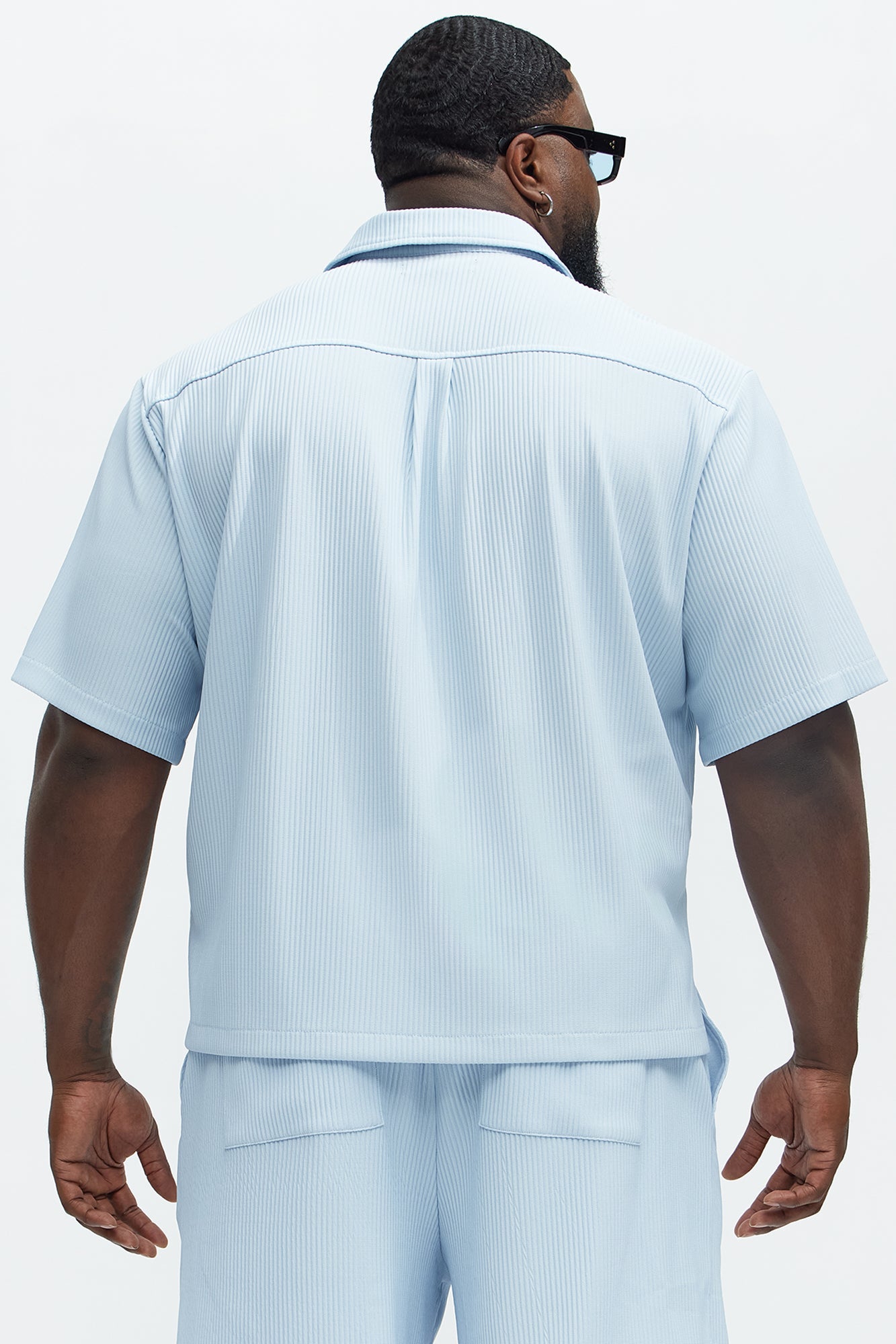 Show Up Short Sleeve Cuban Shirt - Light Blue