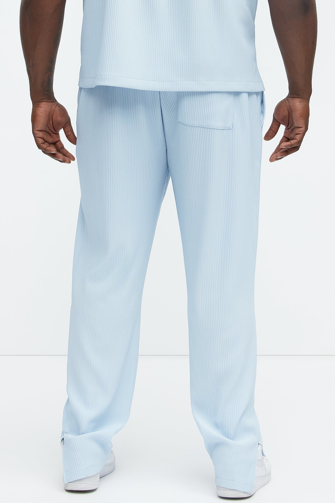 Show Up Slim Slit Pants - Light Blue