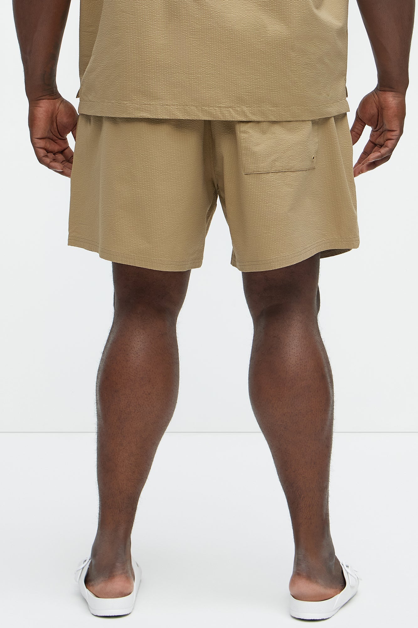 Seersucker Swim Trunk 6″ - Khaki