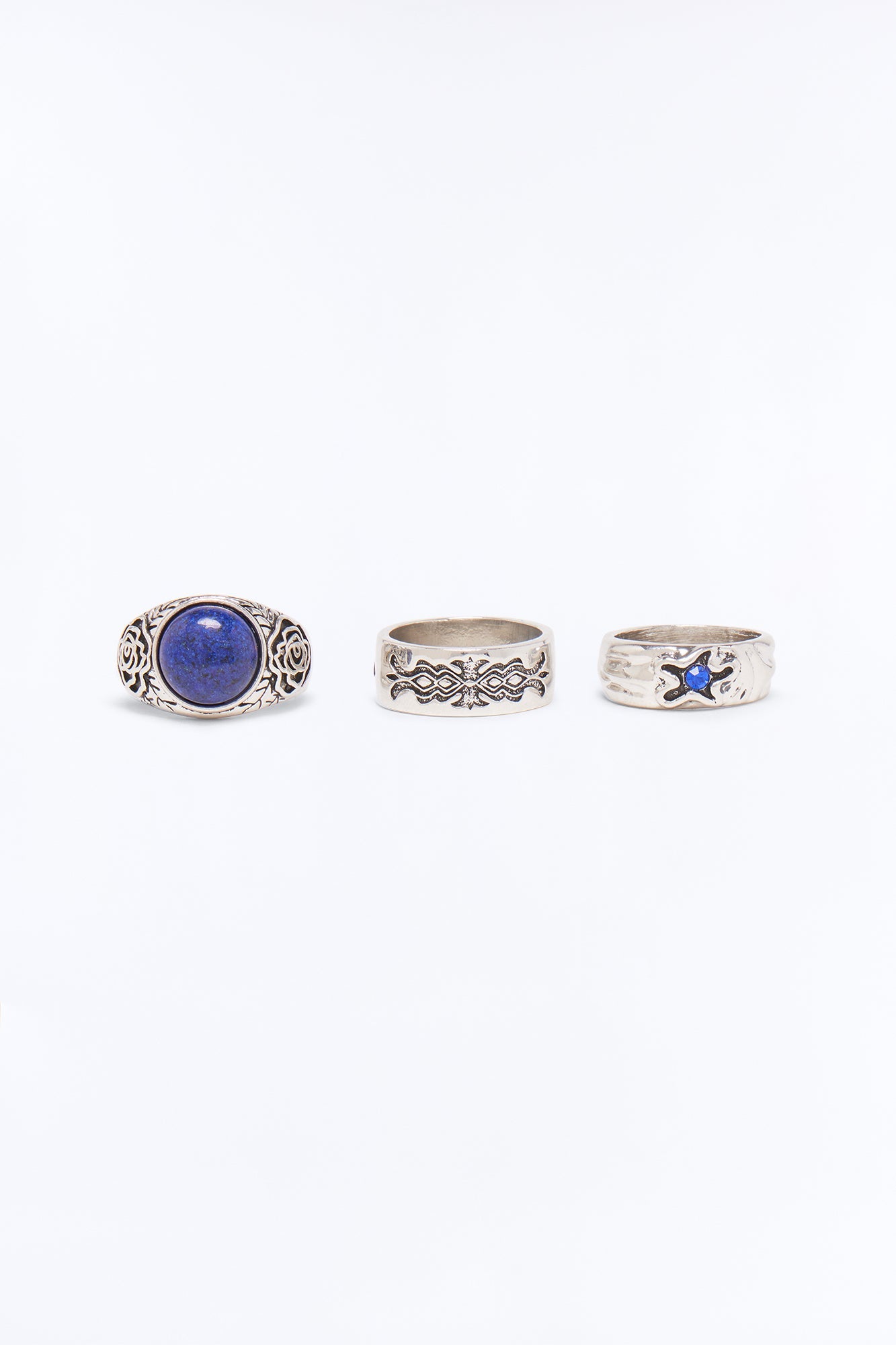 Wistful Night Multi Size Ring Set - Silver