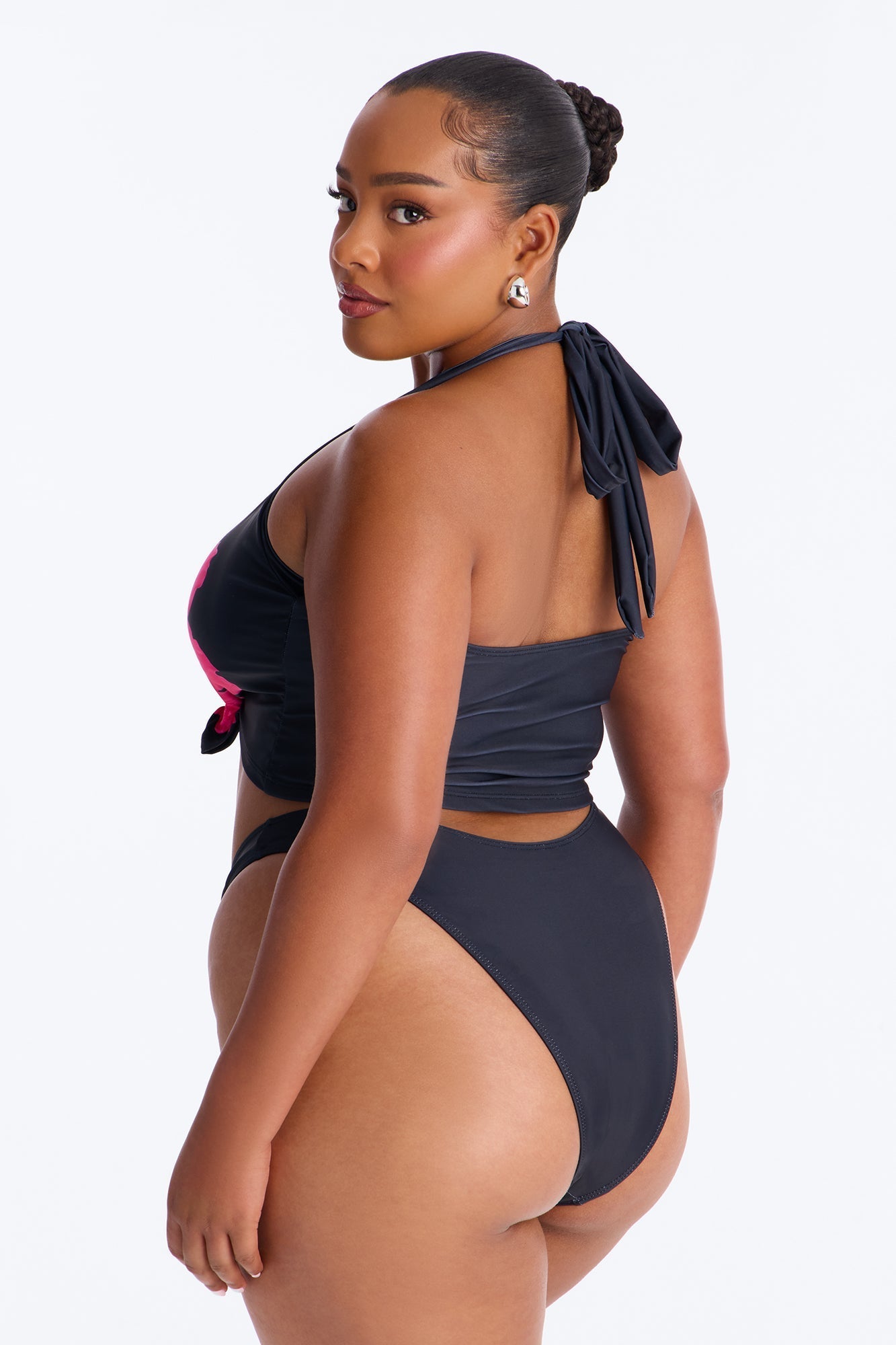 Mabel 2 Piece Floral Tankini Bikini Set - Black/Pink NEWFASHIONEDGE