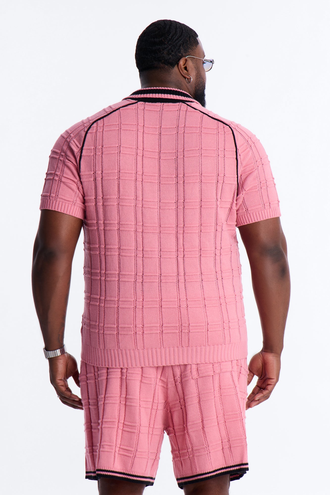 Relaxed Riviera Johnny Collar Knit Polo - Pink