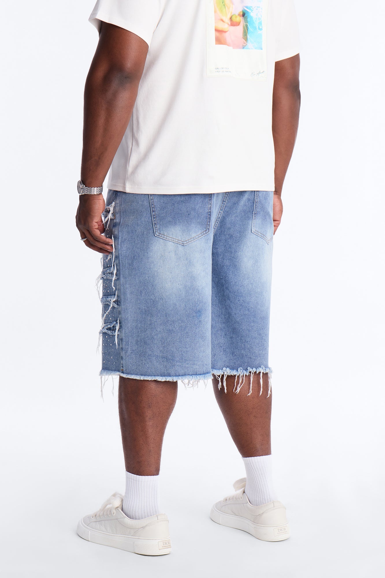Relaxed Jeweled Havoc Denim Short - Light Wash