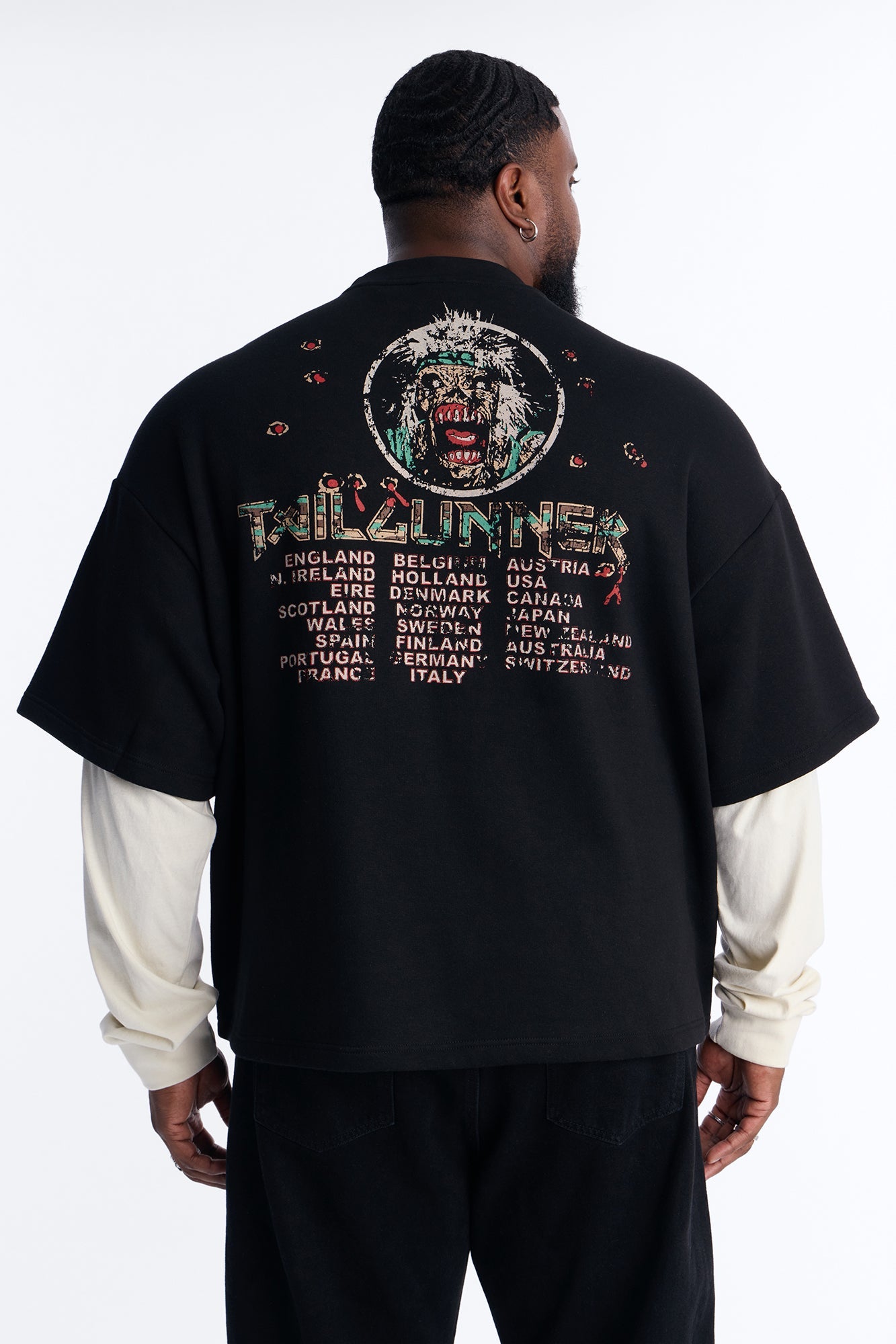 Iron Maiden Tailgunner Oversized Fleece Twofer - Black Wash
