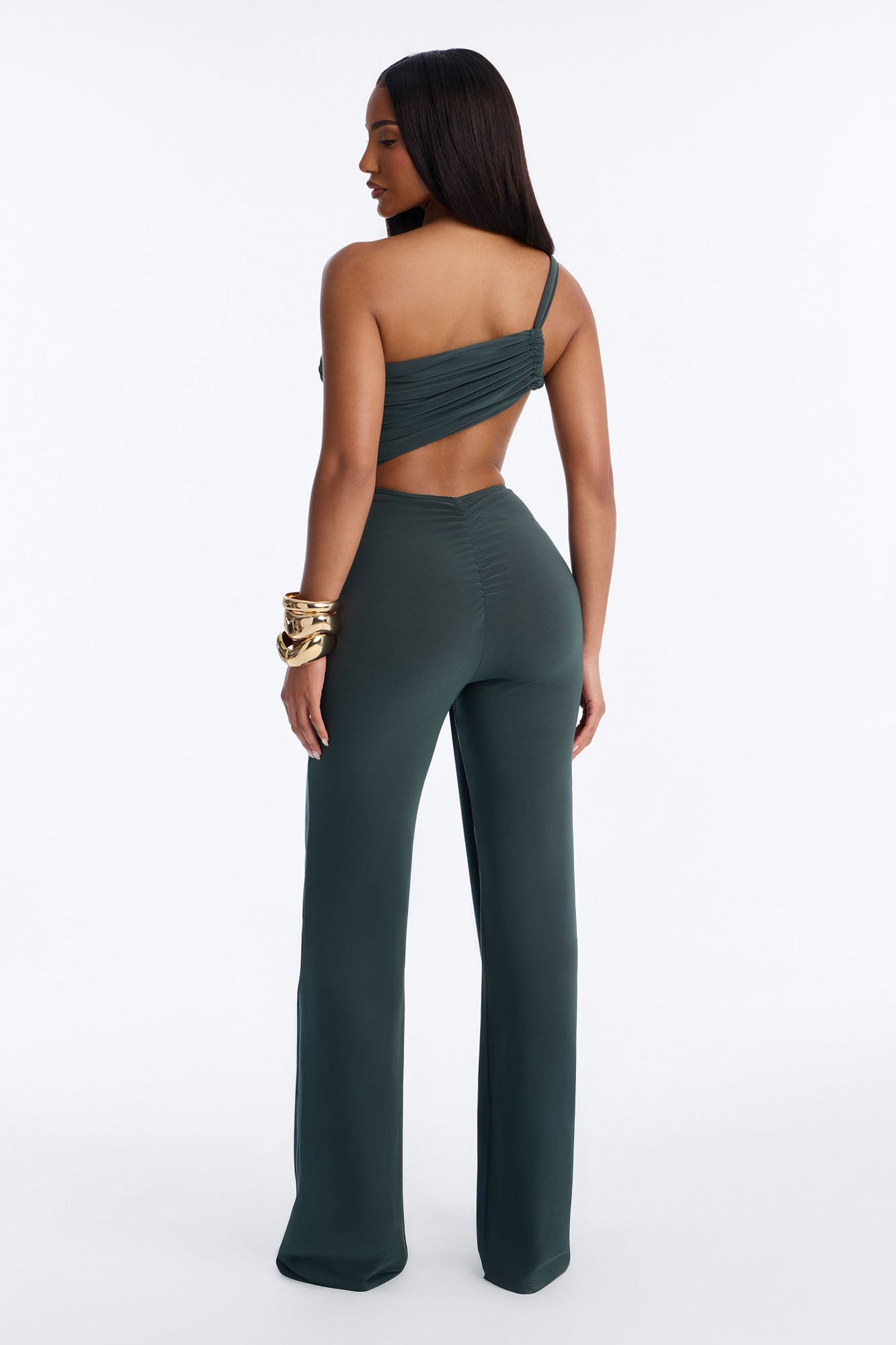 Ulissa Draped Straight Leg Jumpsuit - Olive