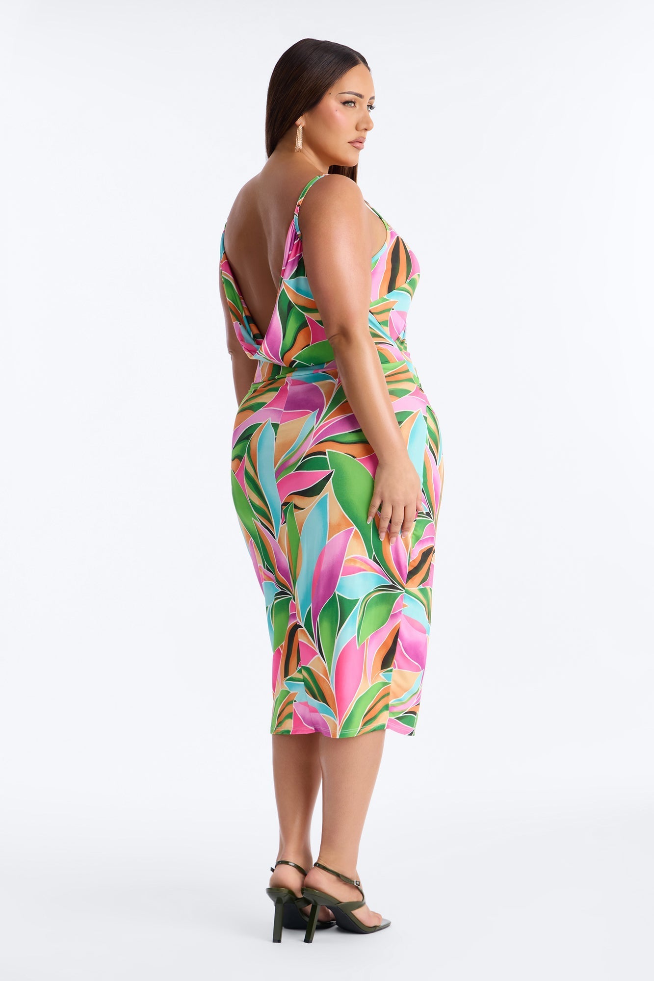 Adria Backless Printed Midi Dress - Multi Color NEWFASHIONEDGE
