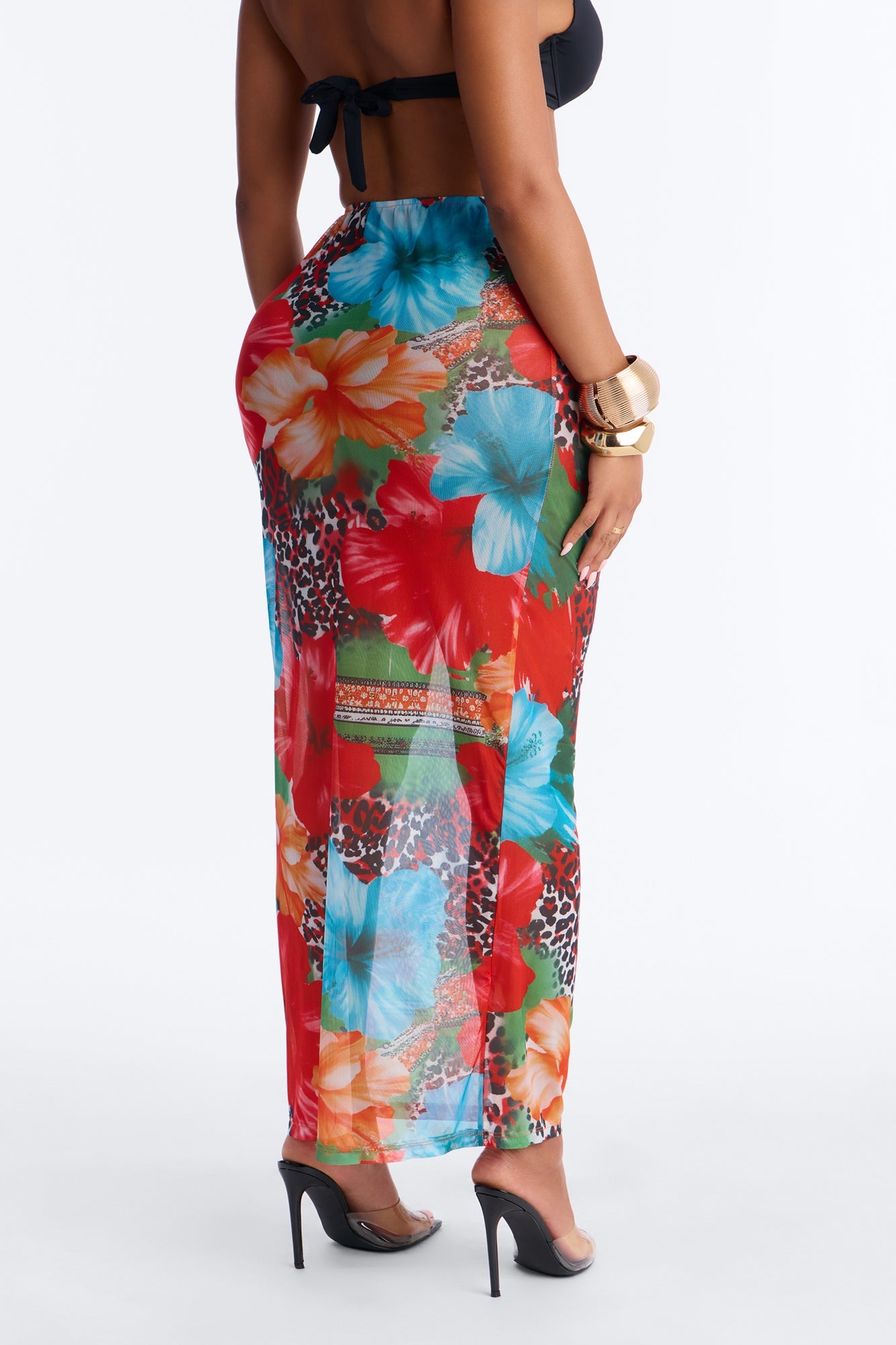 Tropic Tide Animal Floral Mesh Cover Up Skirt - Multi Color