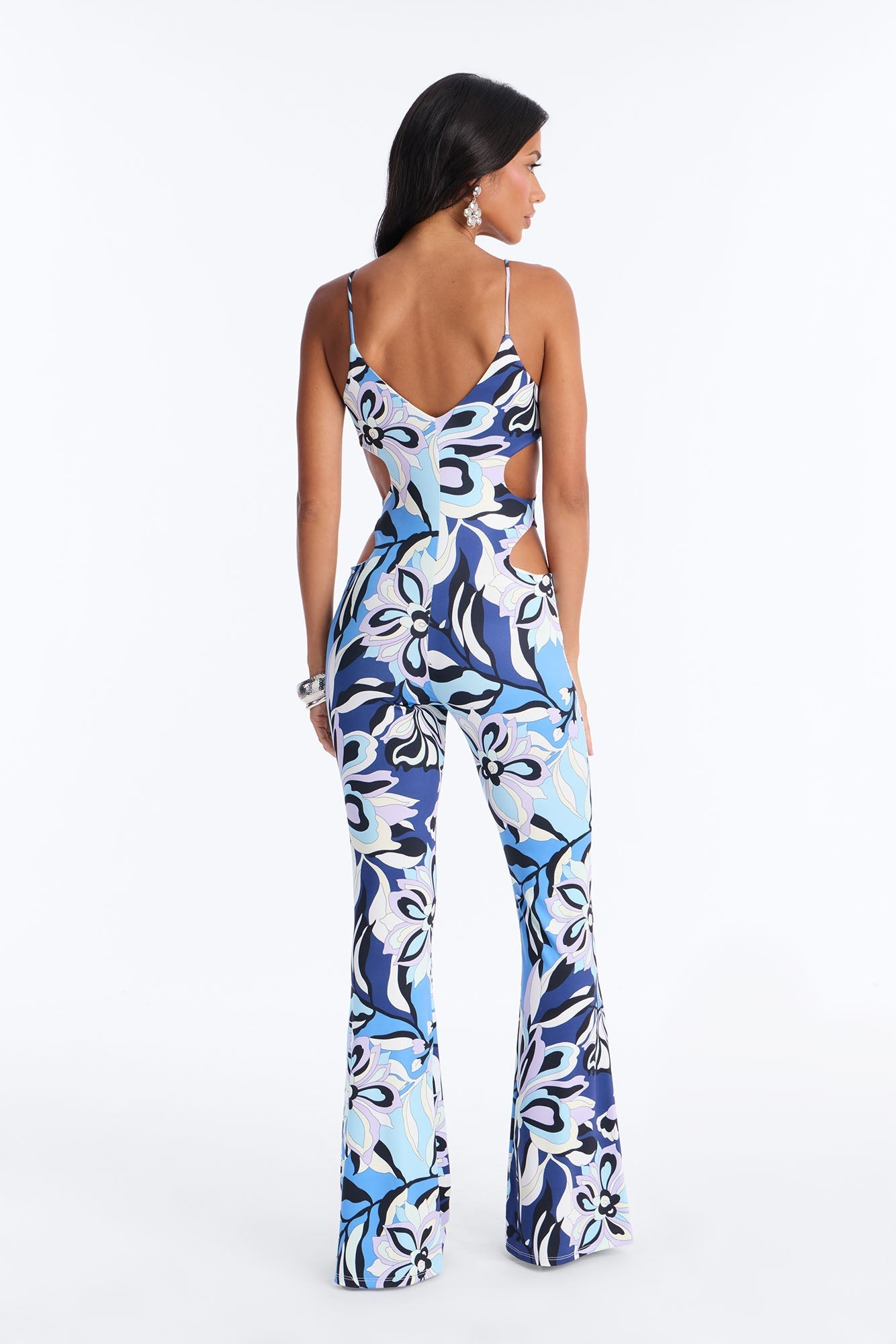 Zarah Cut Out Flare Jumpsuit - Blue NEWFASHIONEDGE