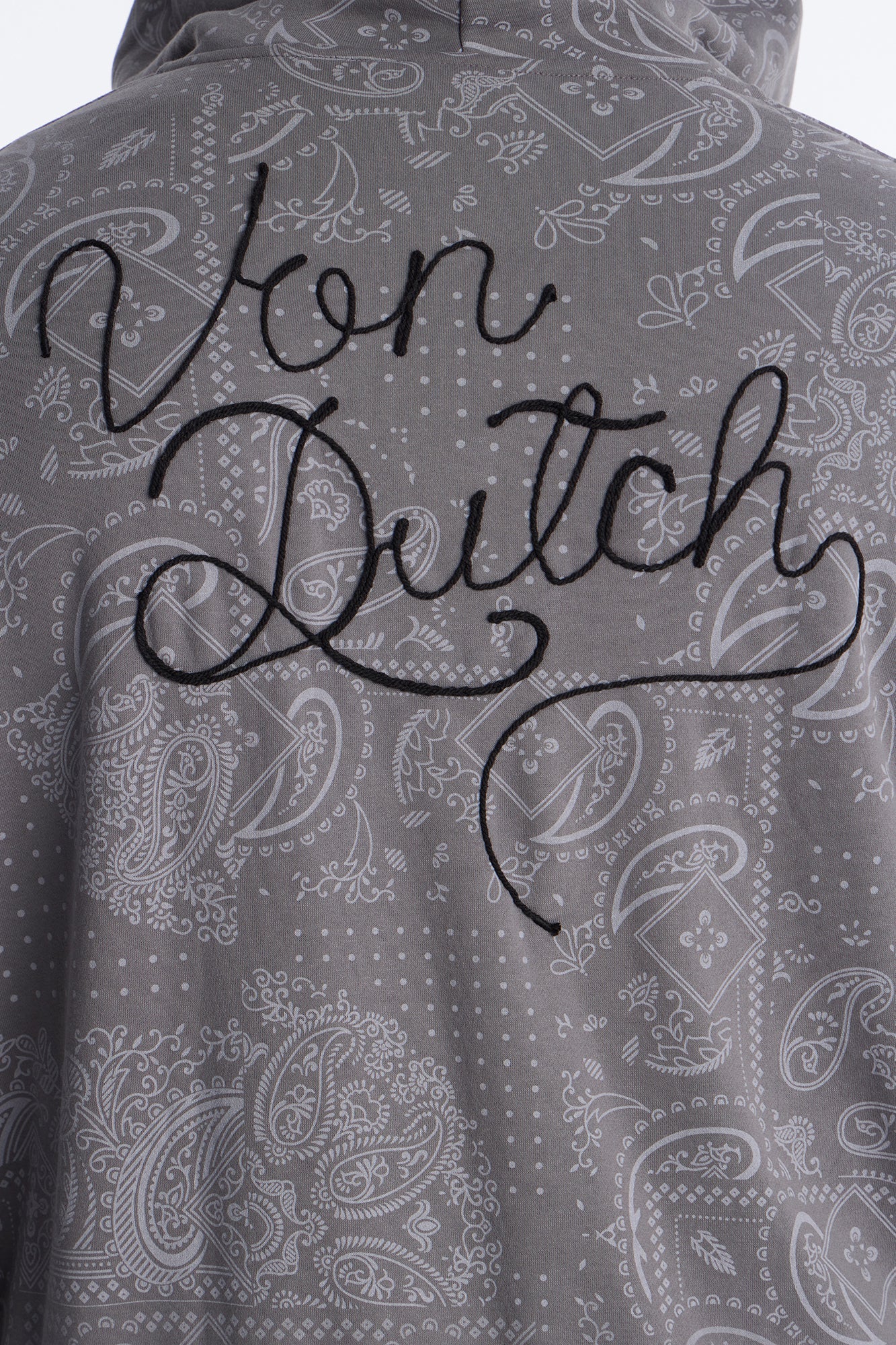 Von Dutch Chain Stitched Zip Up Hoodie - Charcoal