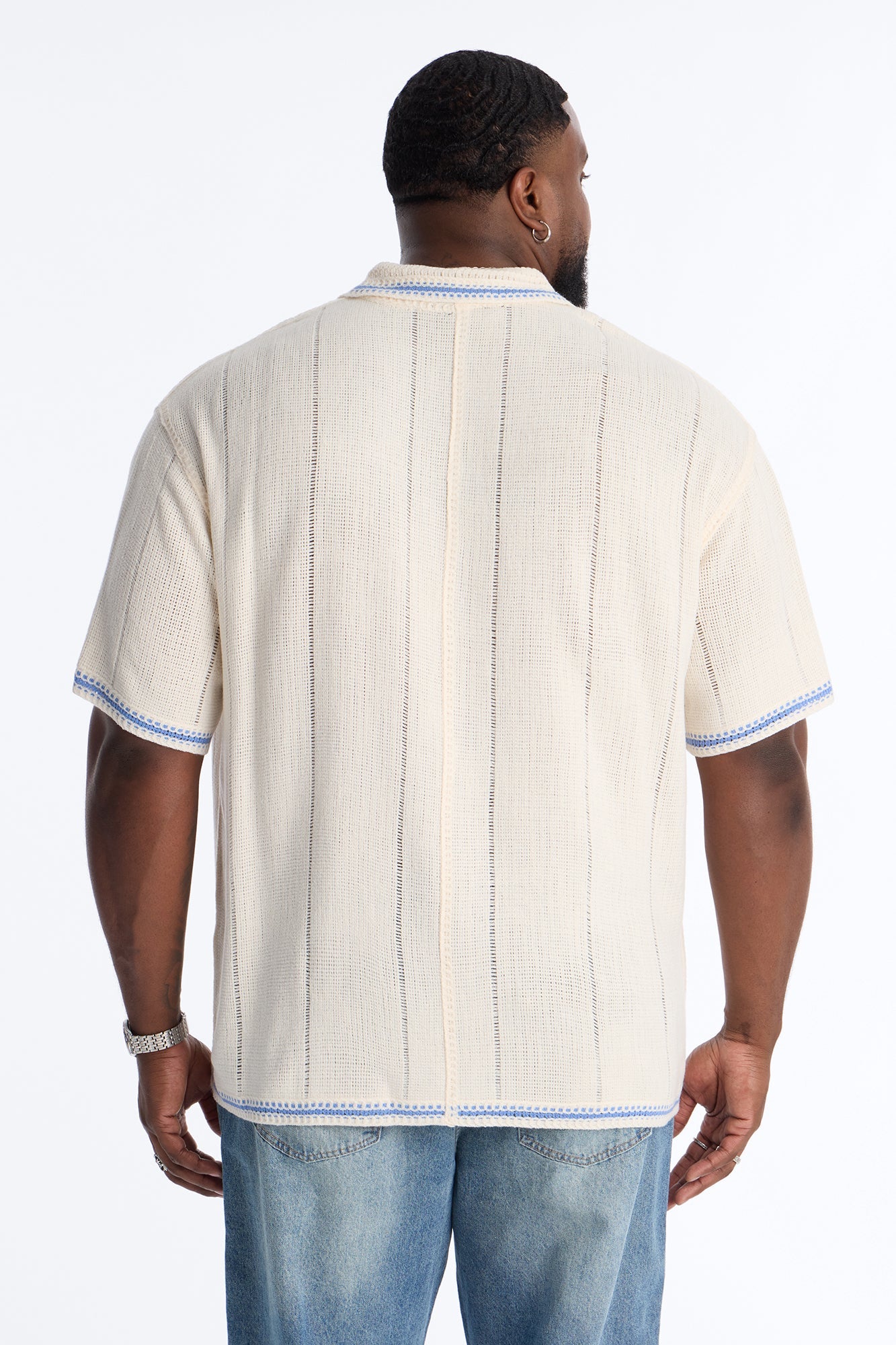 Lido Isle Crochet Button Up Shirt - Cream
