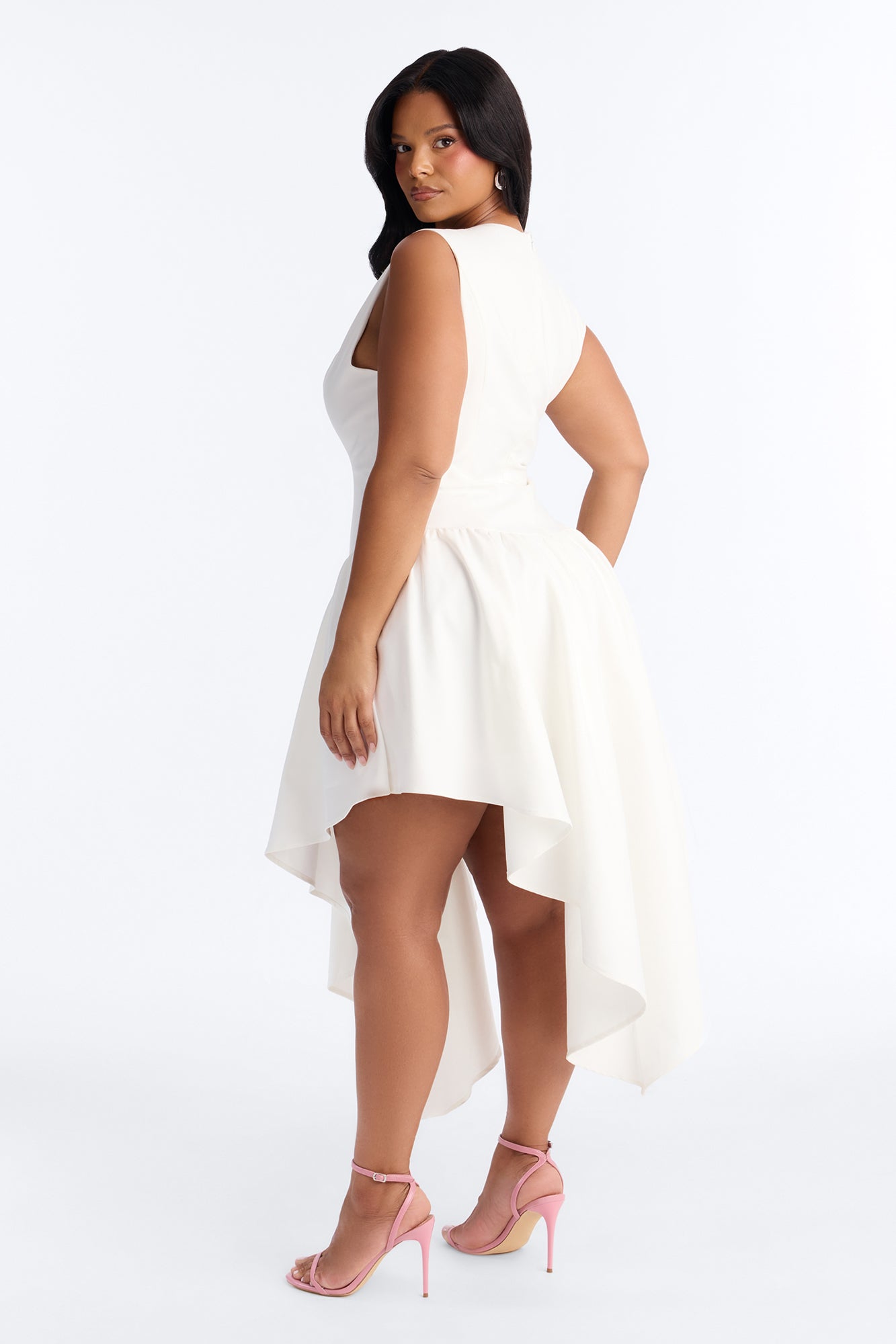 Claire Square Neck Midi Dress - White NEWFASHIONEDGE