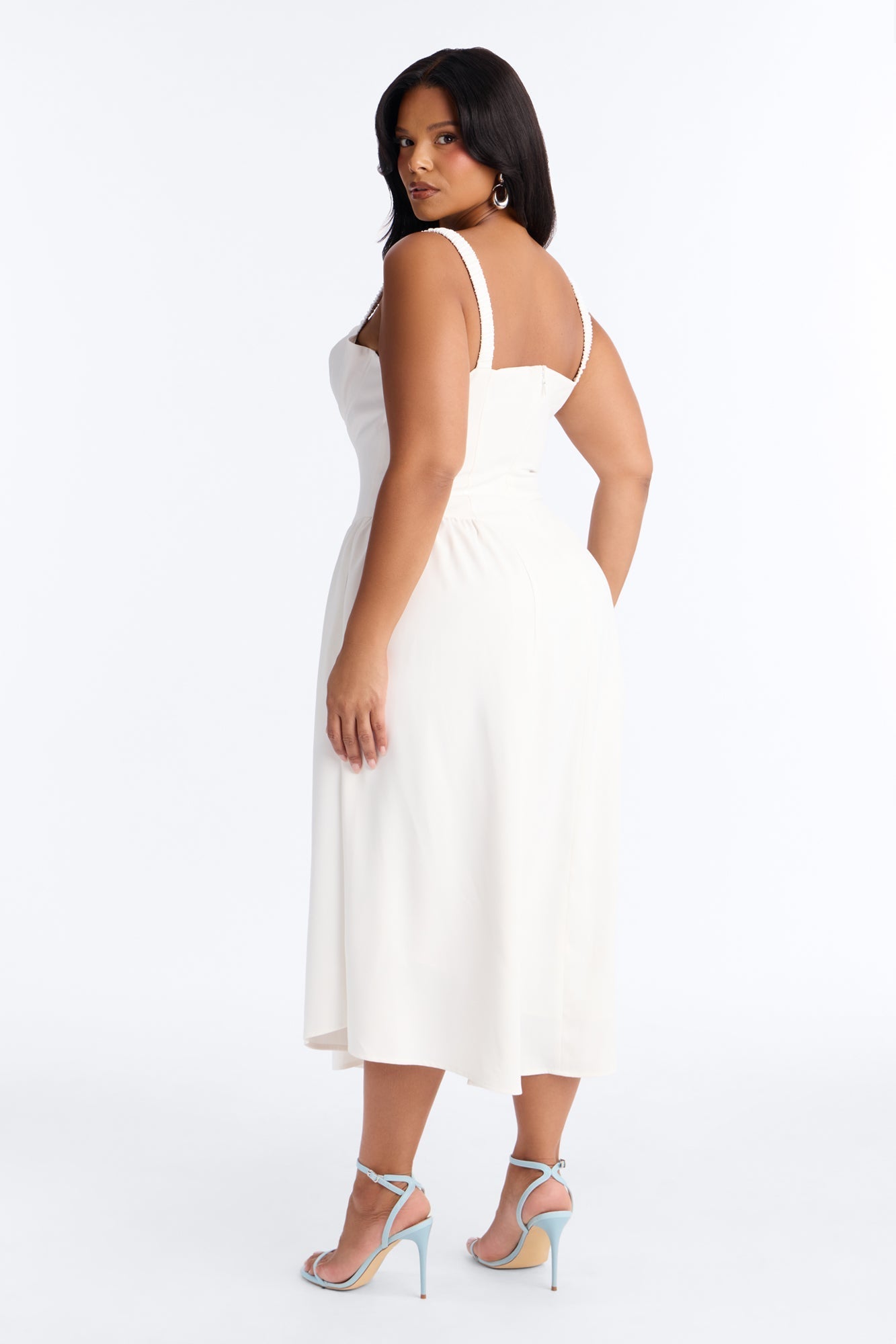Sheri Crepe Midi Dress - White NEWFASHIONEDGE