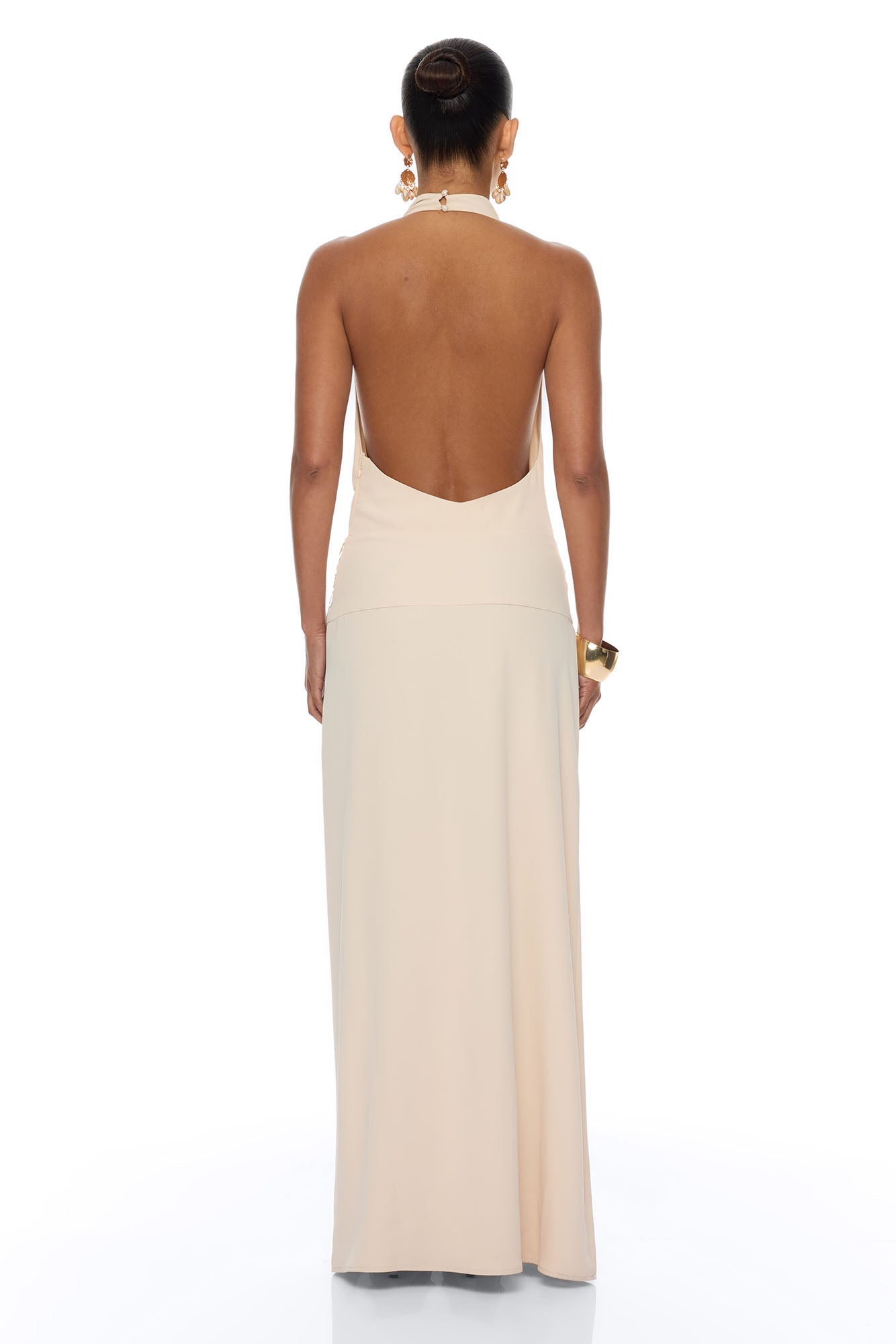 Seaside Chic Shell Backless Maxi Dress - Sand NEWFASHIONEDGE