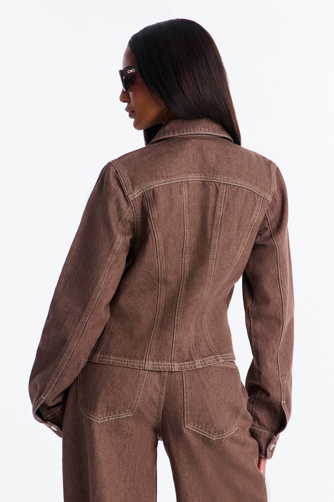 Give Me Attention Denim Shacket - Brown NEWFASHIONEDGE