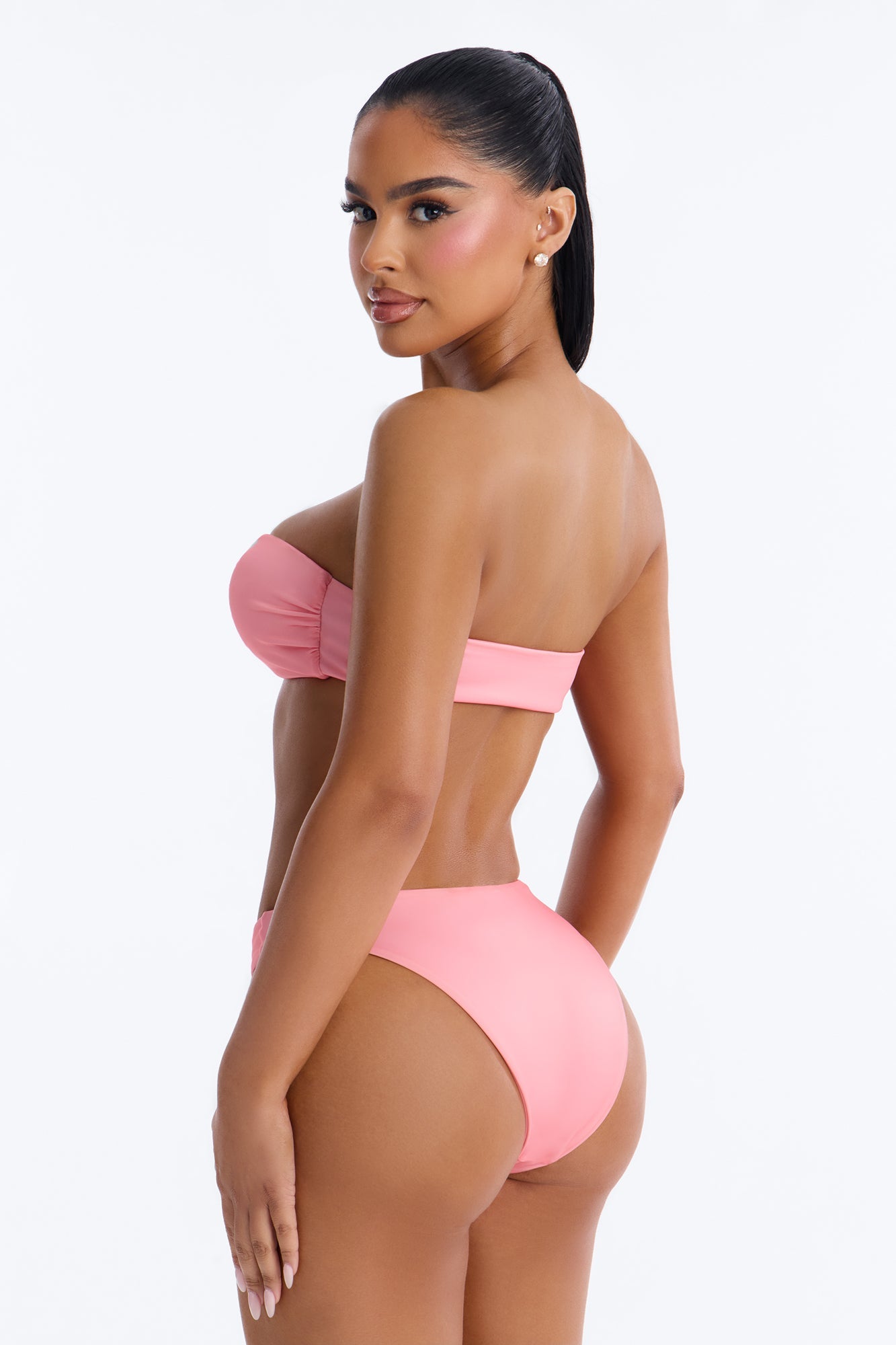 Megan Tropical 2 Piece Bandeau Bikini Set - Pink/combo
